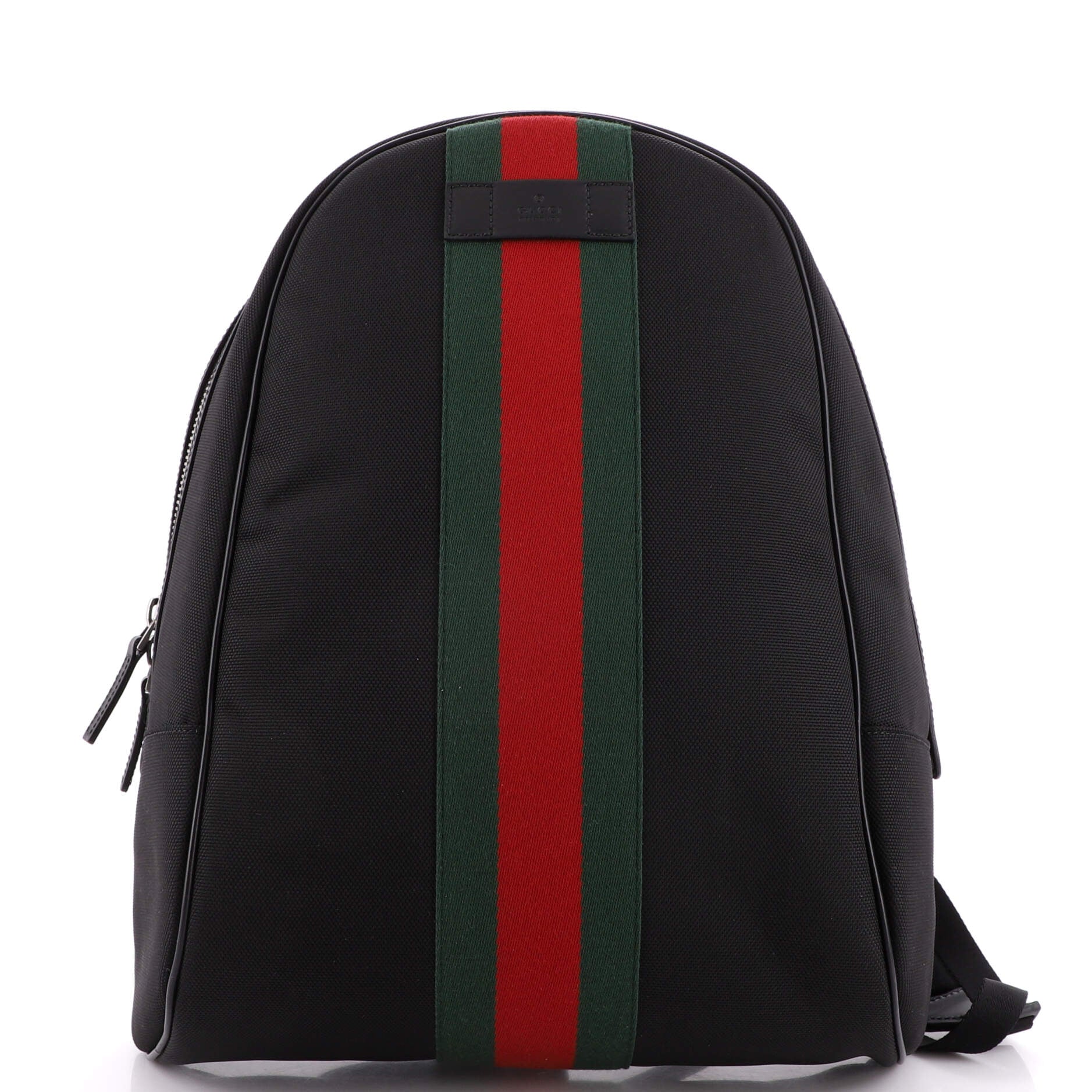 Techno Canvas Embroidered Double Buckle Backpack Black