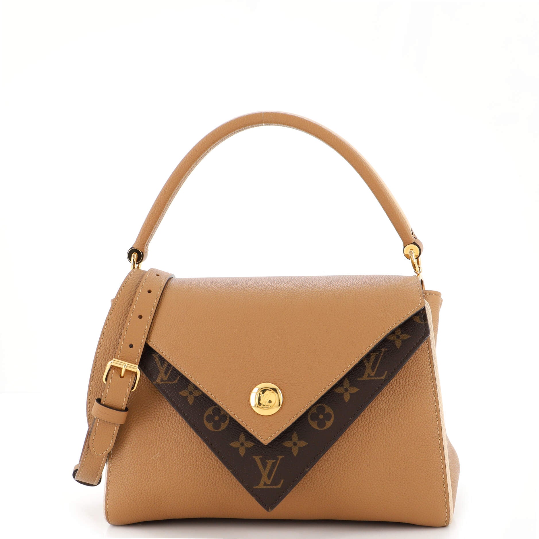 Louis Vuitton Double V Handbag Calfskin with Monogram Canvas