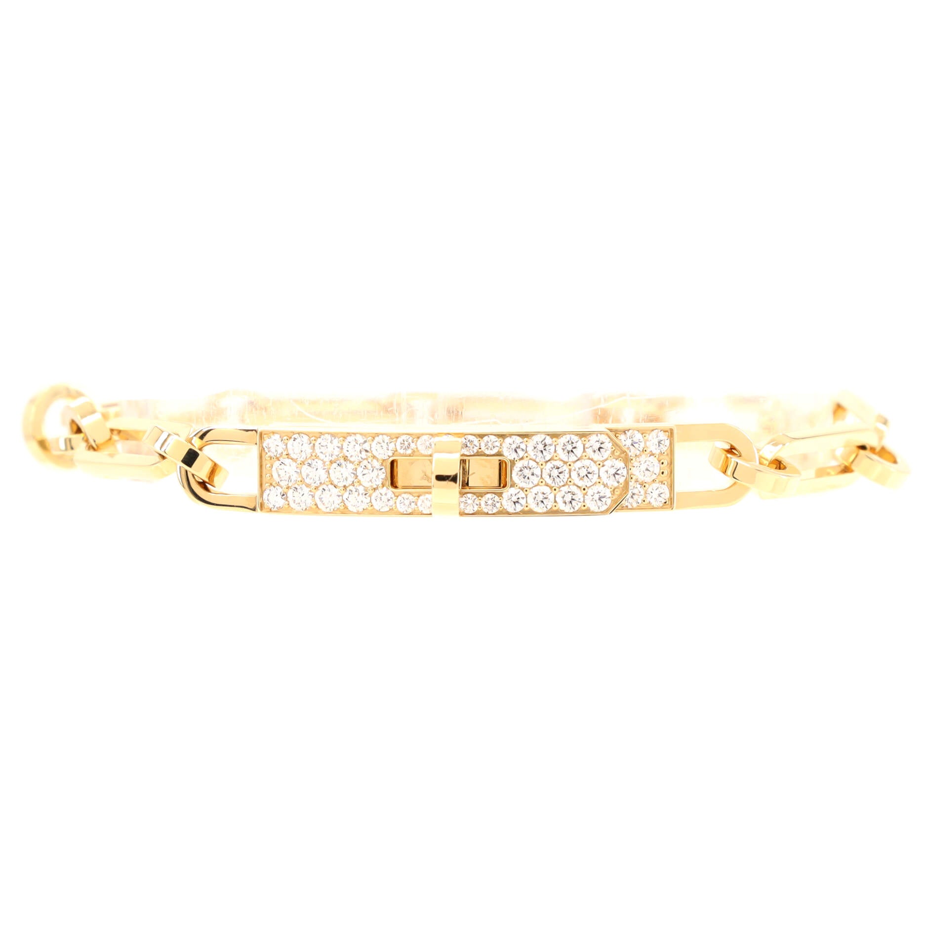 Hermes Kelly Gourmette Bracelet 18K White Gold and Pave Diamonds Extra  Small - 