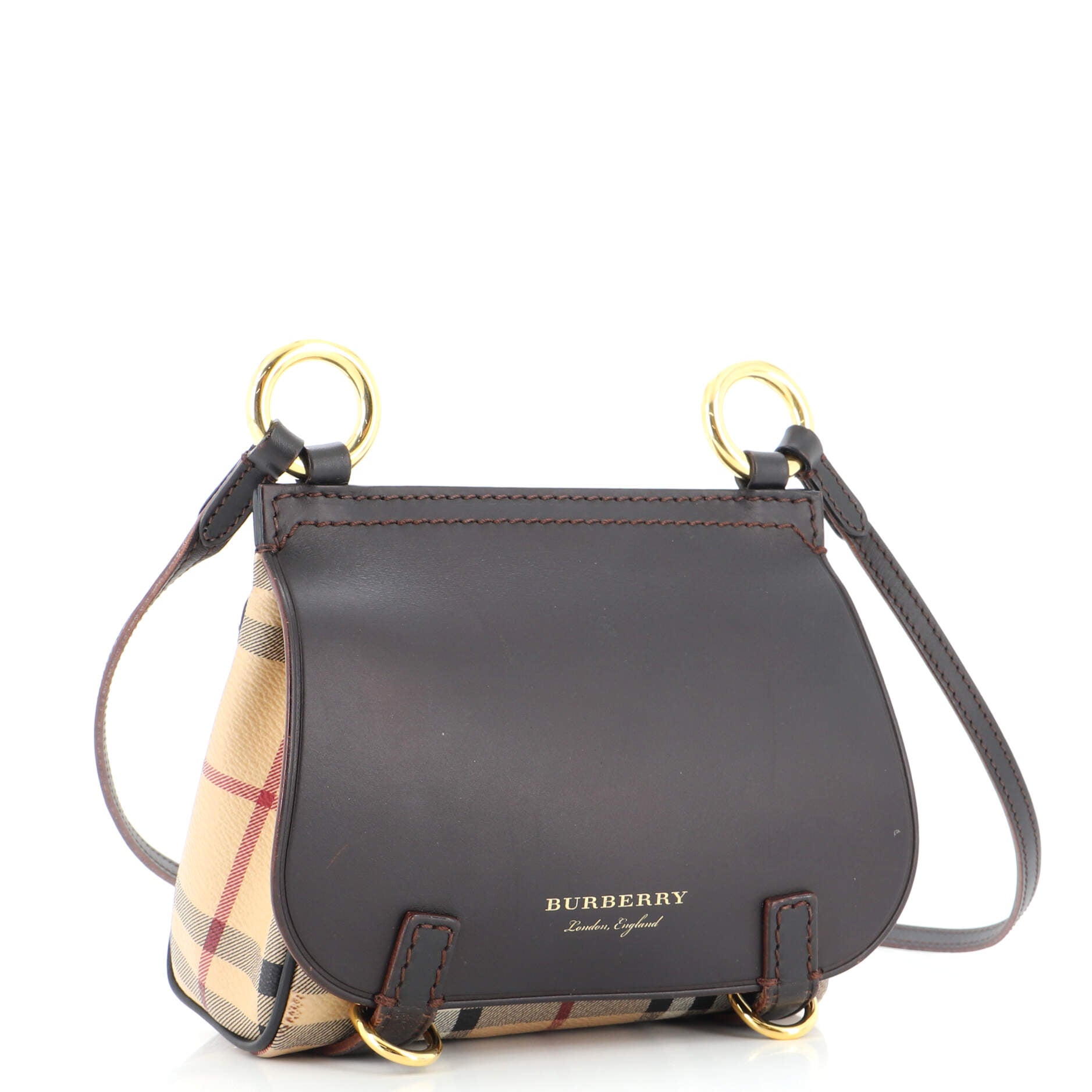 Burberry Black Leather Haymarket Check Coated Canvas Baby Bridle