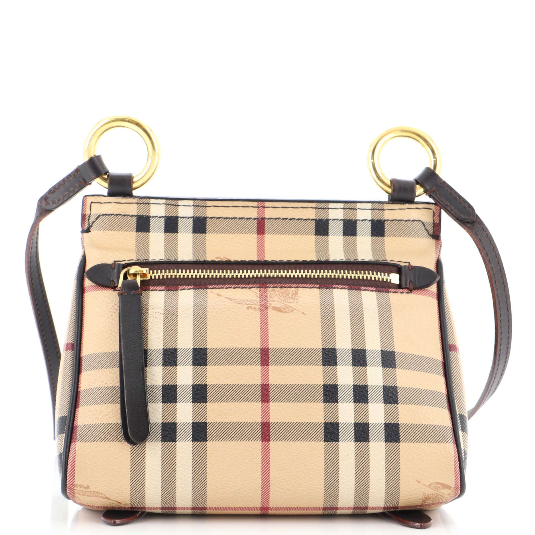 Burberry Bridle Saddle Bag Leather and Haymarket Check Coated Canvas Baby