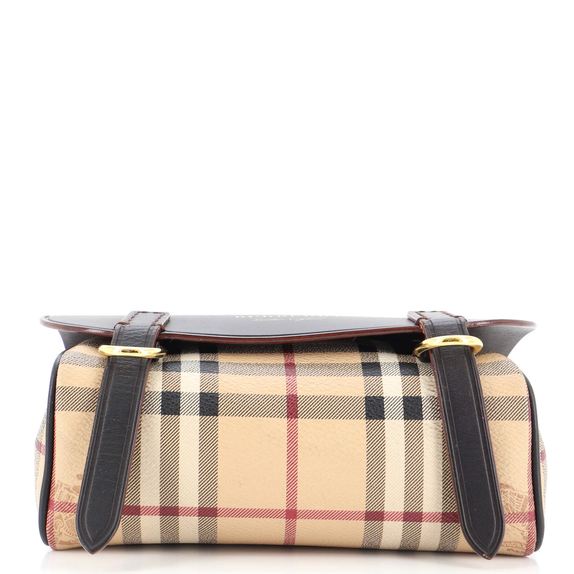 Burberry Bridle Saddle Bag Leather and Haymarket Check Coated Canvas Baby