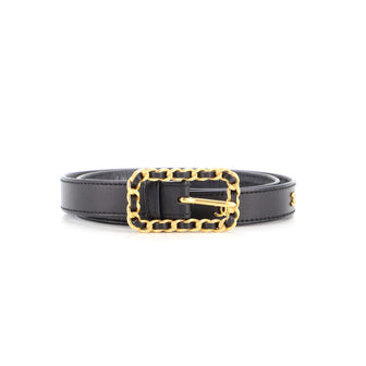Weigeren Zuinig Sluit een verzekering af Chanel Vintage Multi CC Chain Buckle Belt Leather Thin Black 2005271