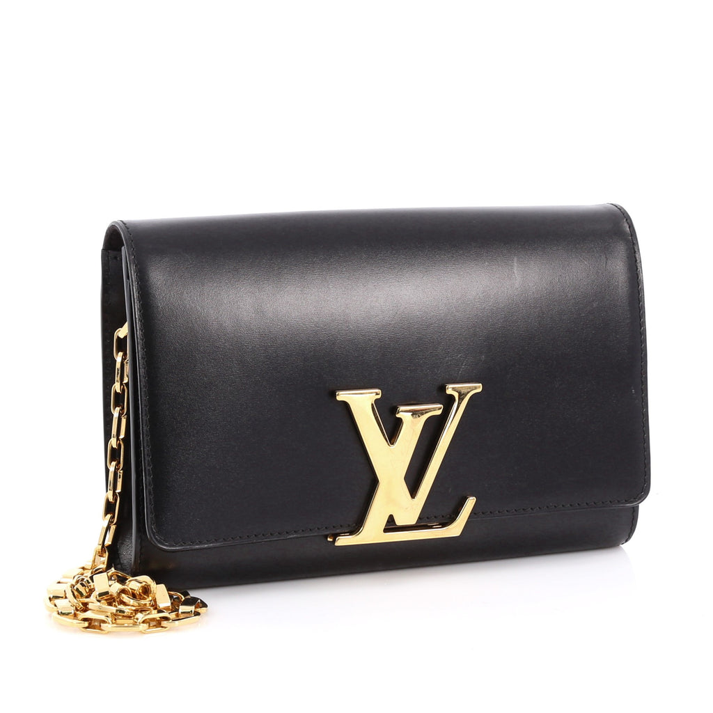 Buy Louis Vuitton Chain Louise Clutch Leather GM Black 2006007 – Rebag