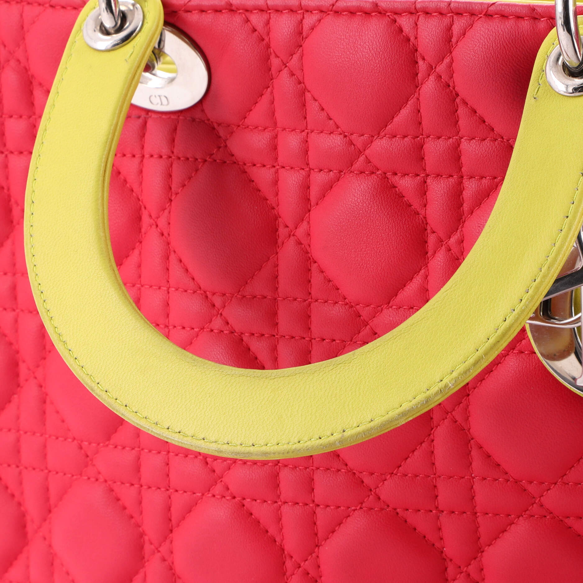 Dior Pink/Blue/yellow Leather Lady Dior Bag Dior