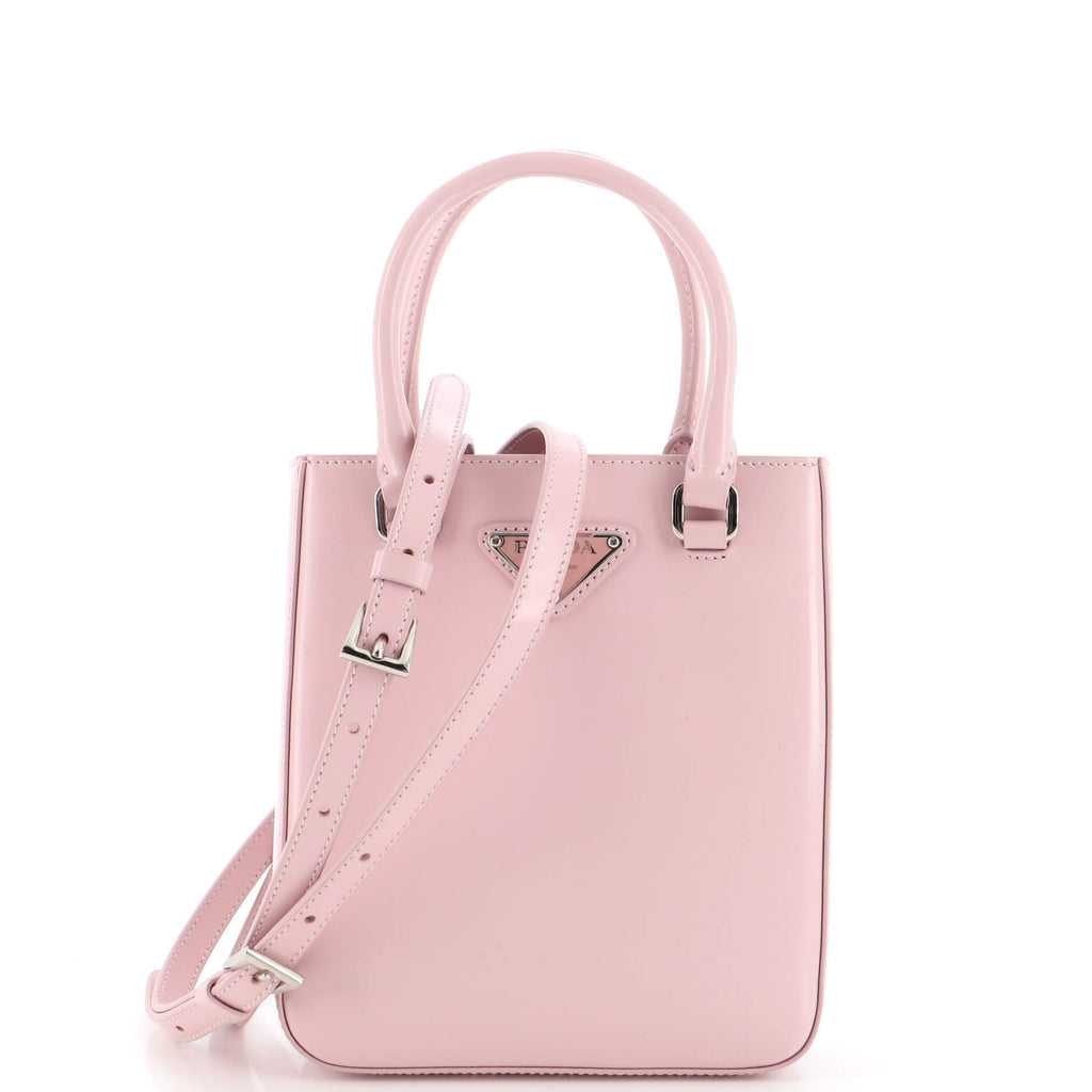 Prada Convertible Tote Brushed Leather Small Pink 2010241