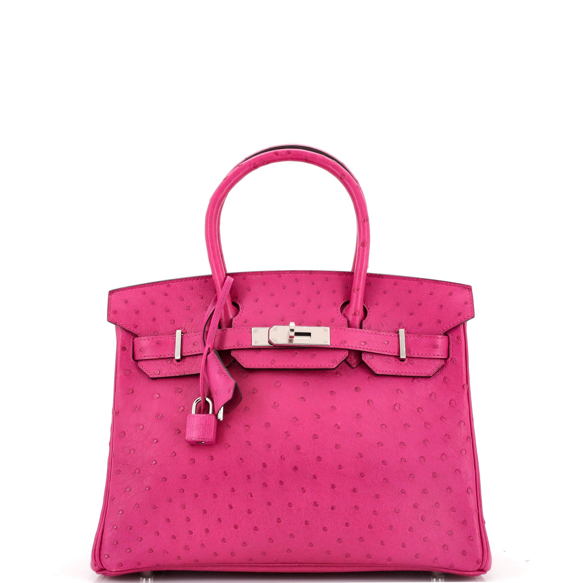 Hermes Birkin Handbag Rose Pourpre Ostrich with Palladium Hardware