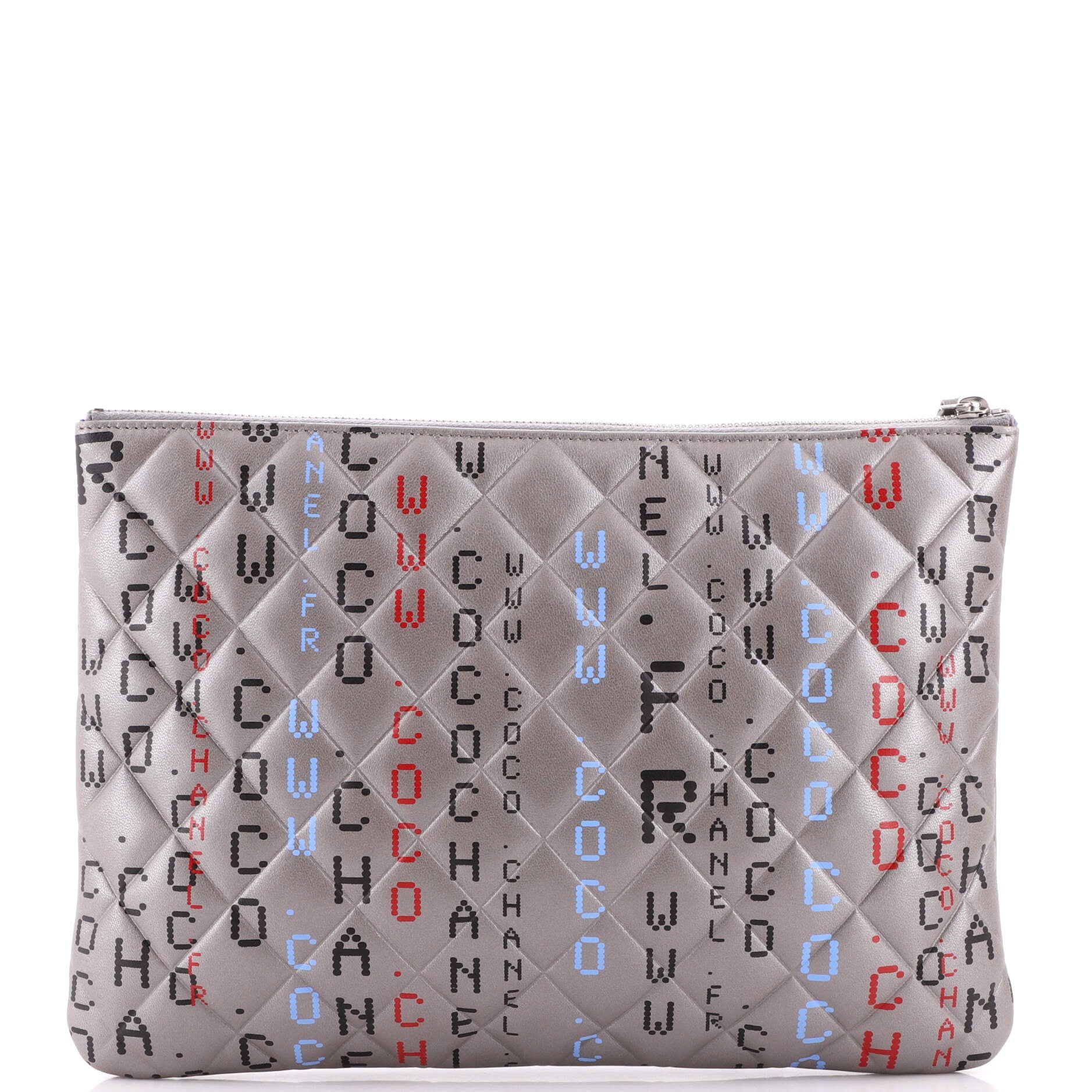 CHANEL Data Center O Case Clutch Quilted Printed Lambskin Medium