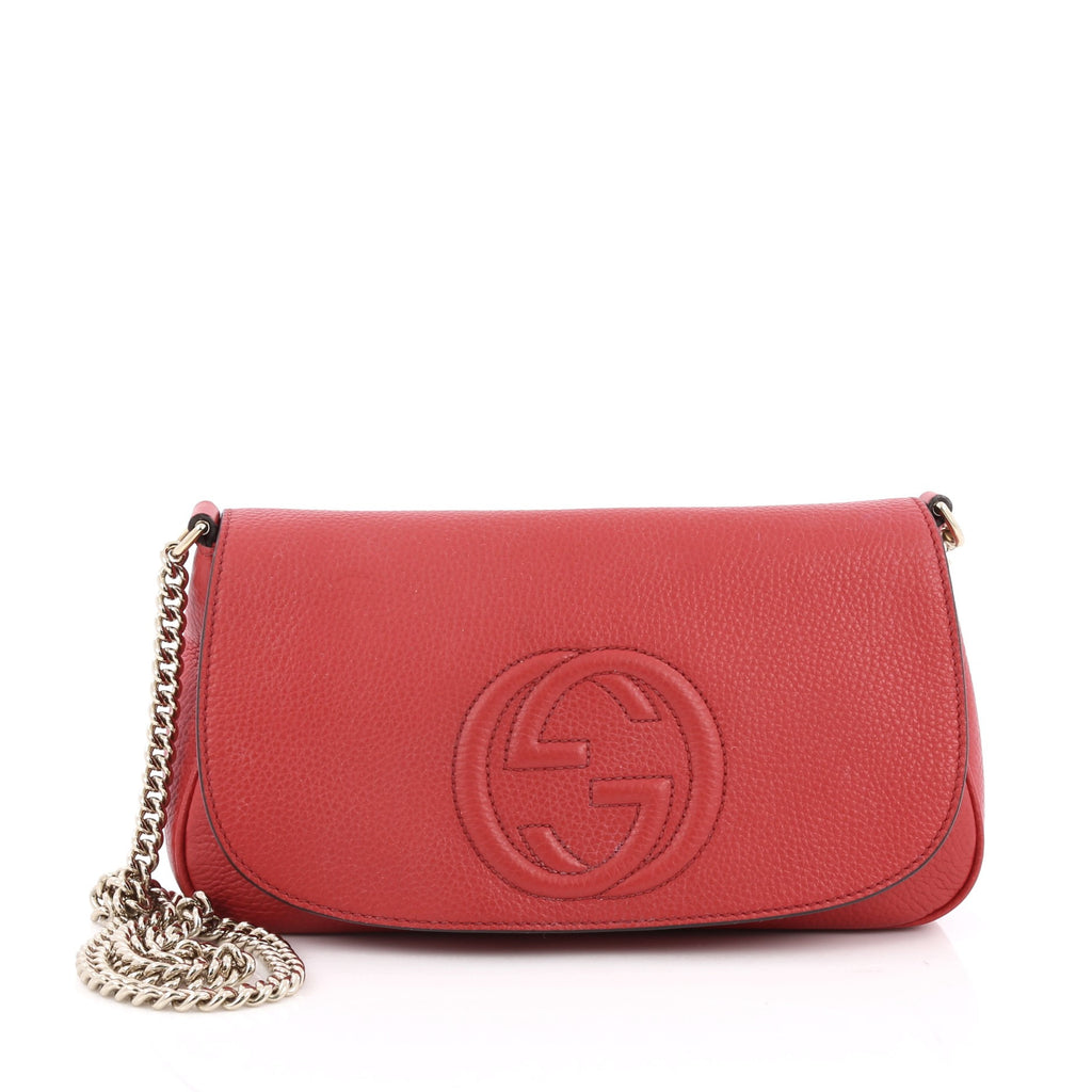 Buy Gucci Soho Chain Strap Crossbody Bag Leather Medium Red 2020601 – Rebag