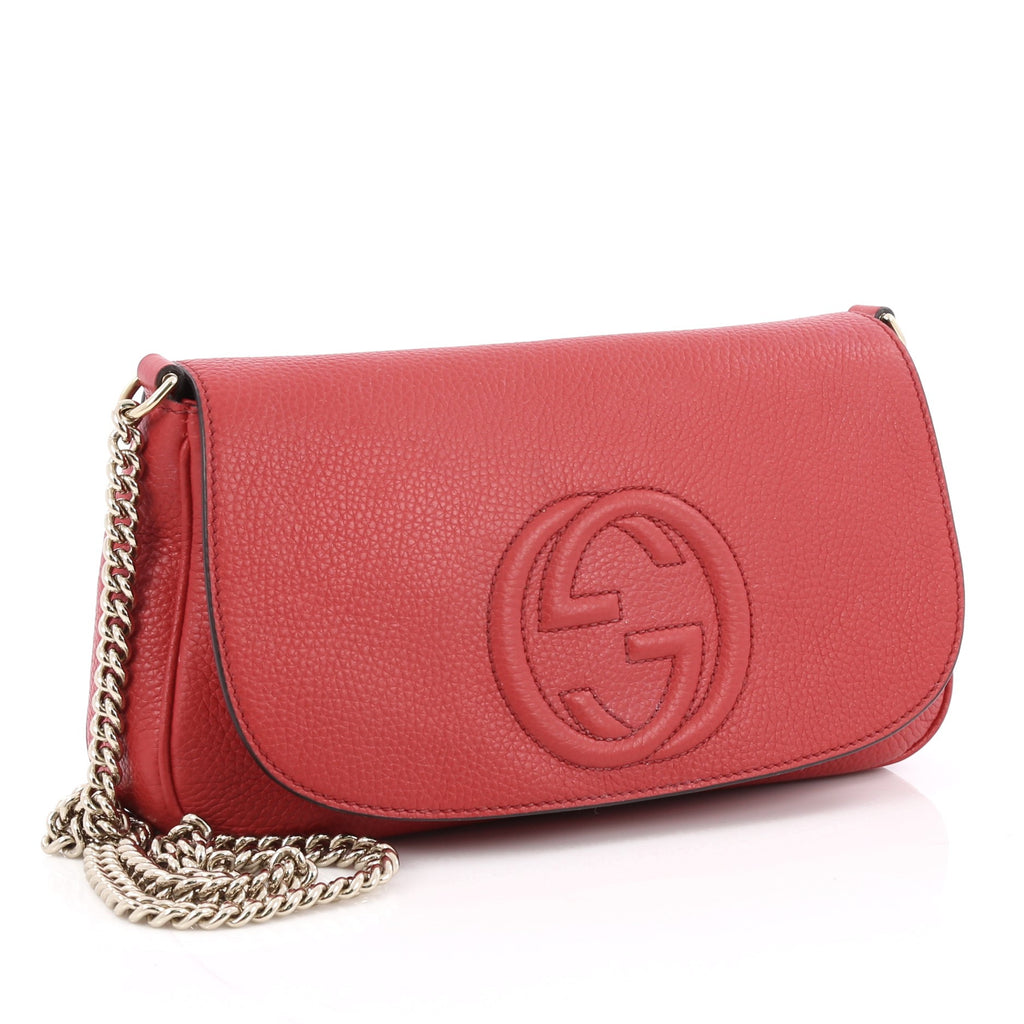 Buy Gucci Soho Chain Strap Crossbody Bag Leather Medium Red 2020601 – Trendlee