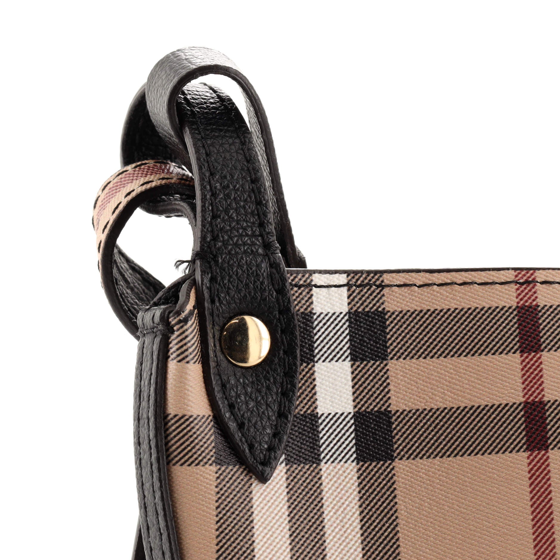 Burberry Lorne Bucket Bag Haymarket Coated Canvas Small