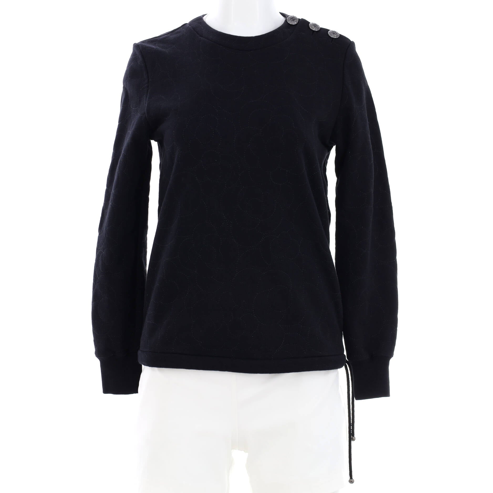 CHANEL Top T-Shirt Black CC Short Sleeve Crew Neck Velvet Sz XS 21C 2021  NWT For Sale at 1stDibs