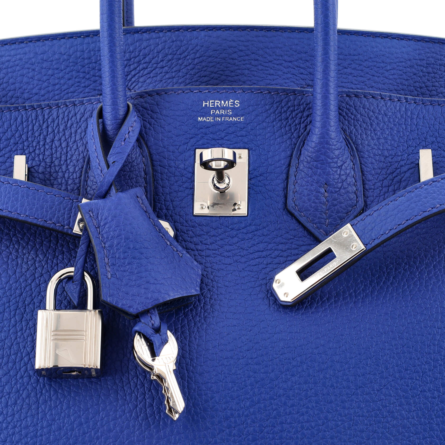 HERMES Birkin 25 Blue Royale Togo Silver Hardware Women's Handbag