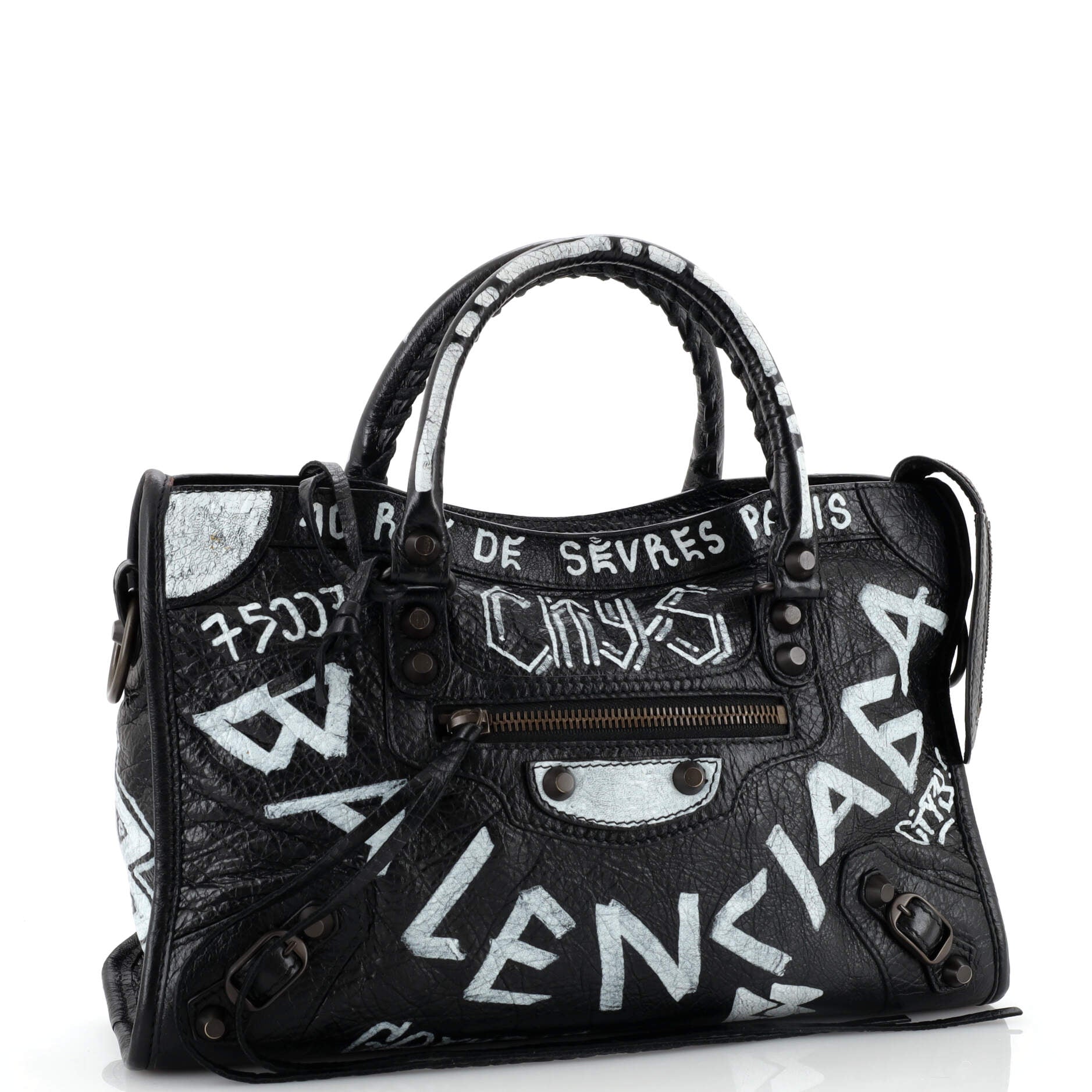 Balenciaga City Graffiti Classic Studs Bag Leather Mini