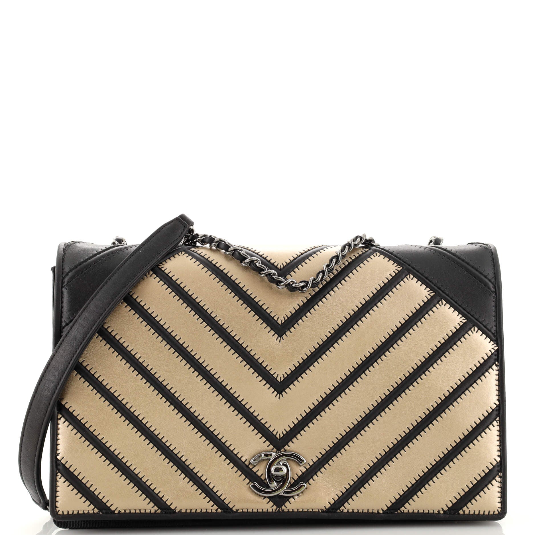 CHANEL Couture Full Flap Bag Chevron Stitched Lambskin Medium