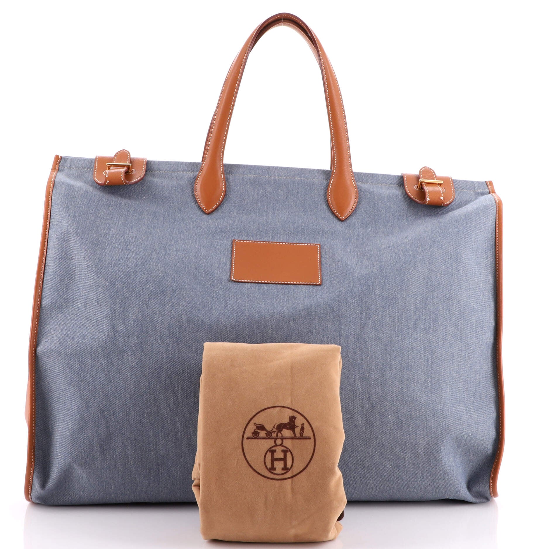 Hermes Cabas Tote Denim with Leather 50