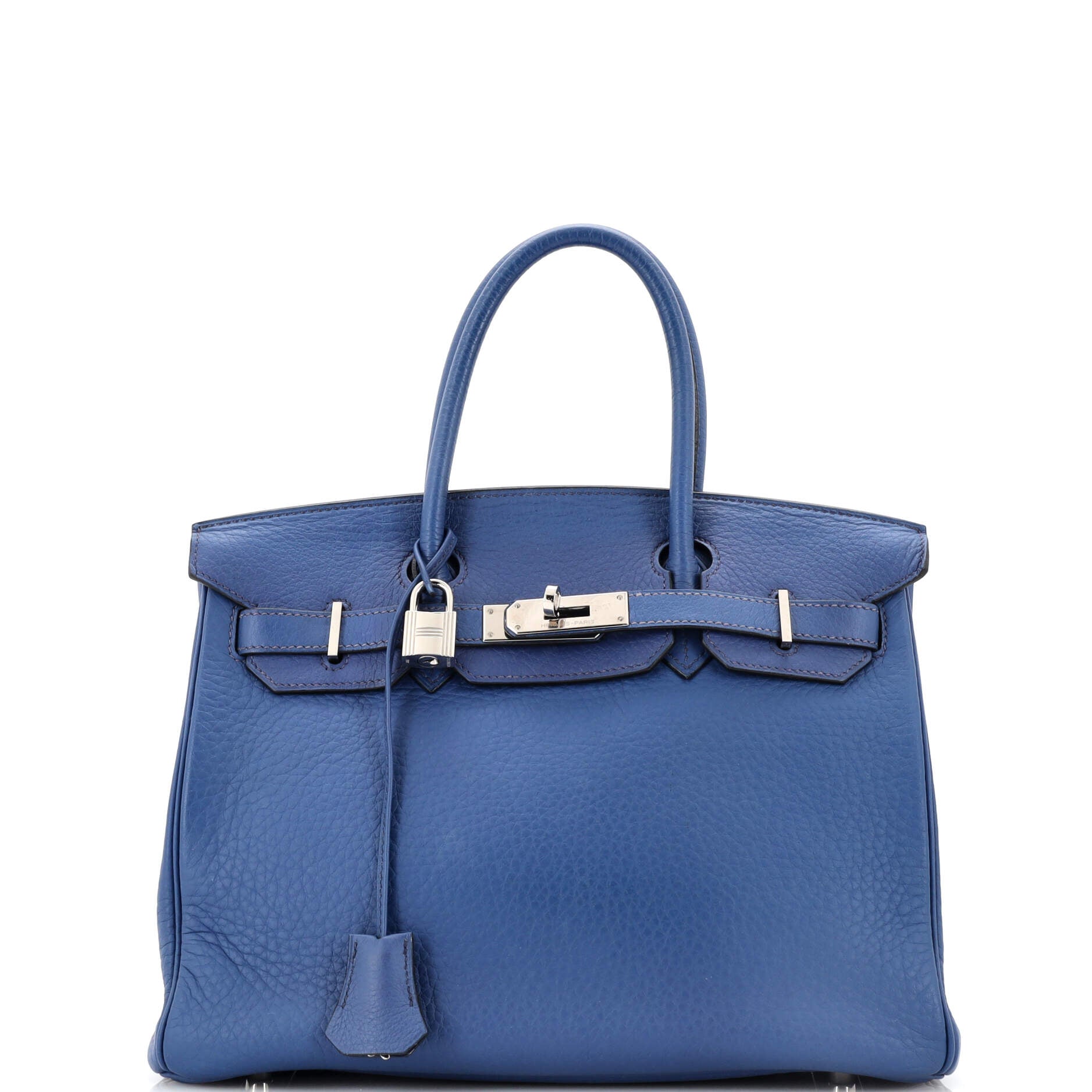 Hermes Birkin Handbag Bleu De Prusse Clemence with Palladium Hardware 30