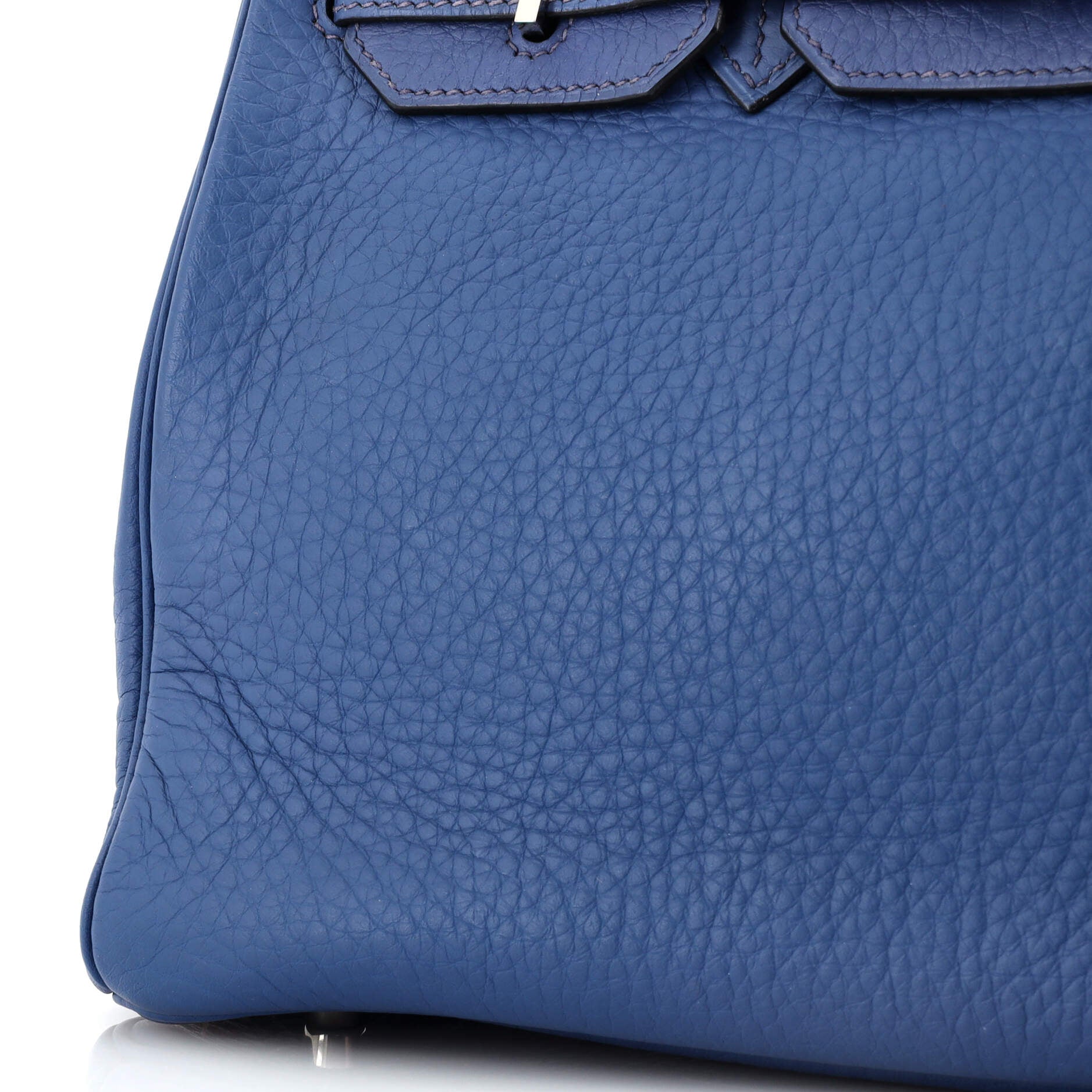 Hermes Birkin Handbag Bleu Lin Clemence with Palladium Hardware 30 Blue