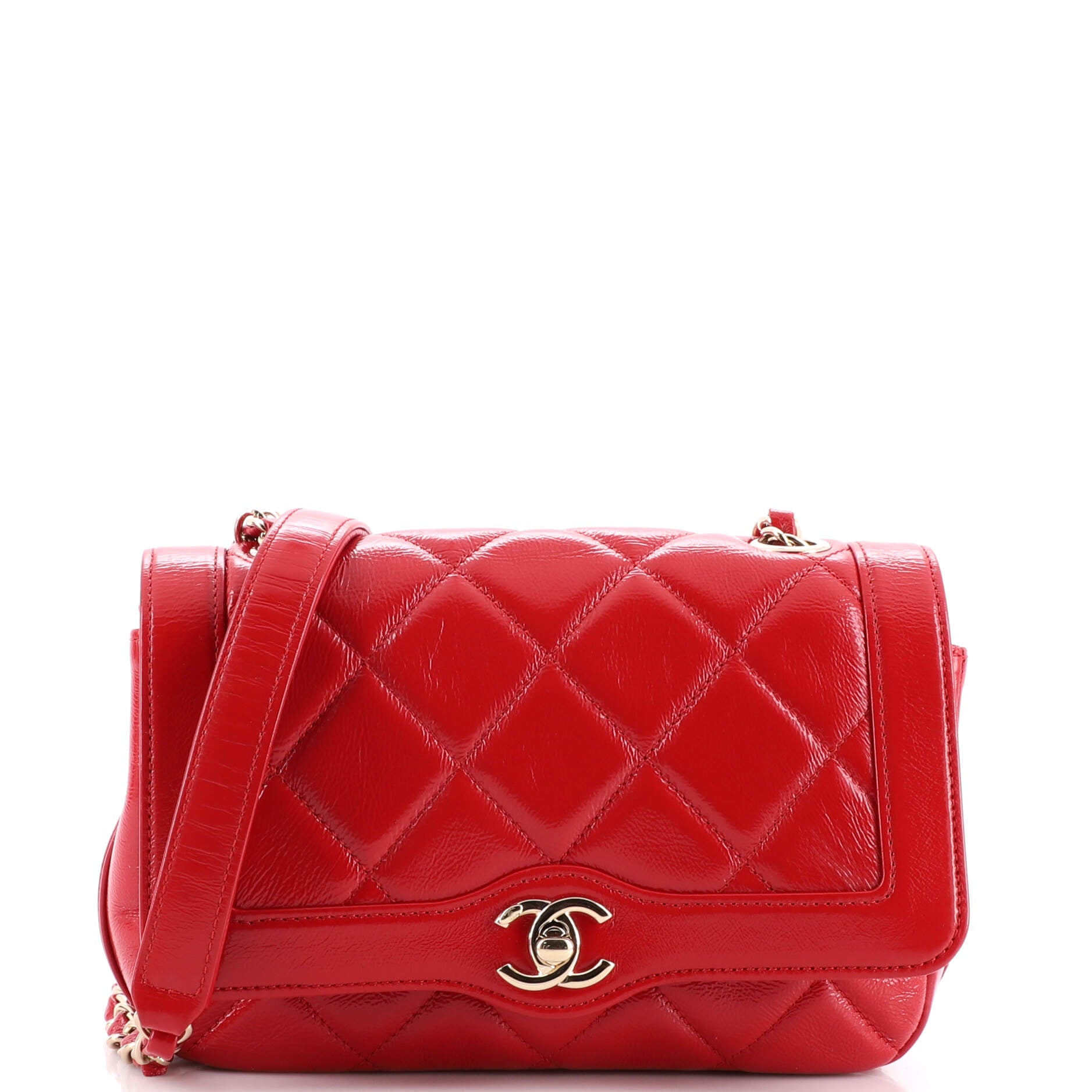 CHANEL Hold The Line Flap Bag Quilted Shiny Aged Calfskin Mini