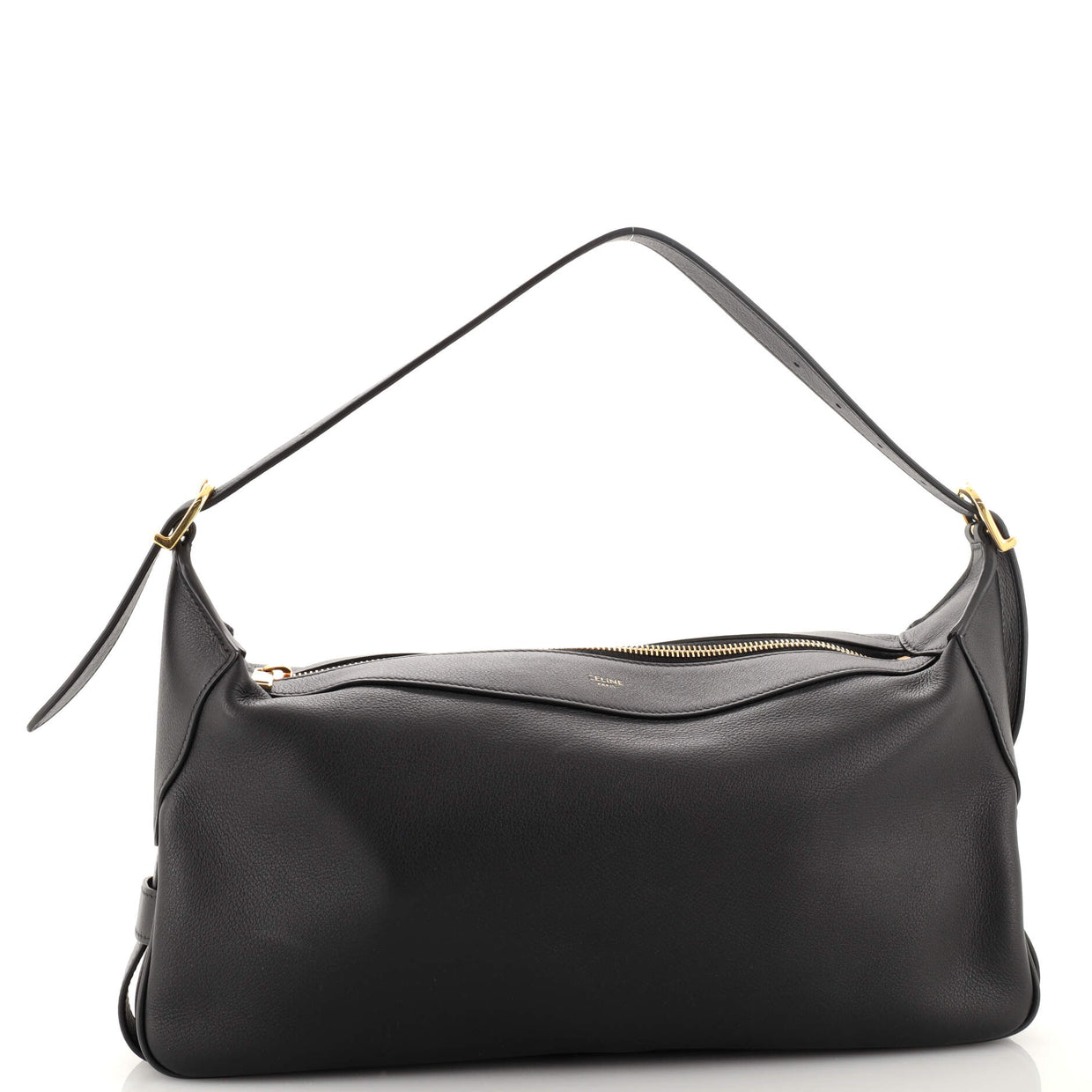 Celine Romy Shoulder Bag Leather Medium Black 2028481