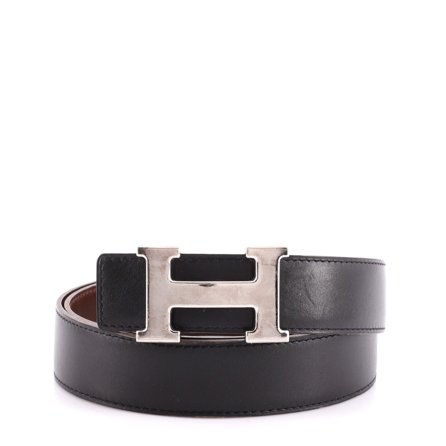 Constance Martelee H Reversible Belt Leather with Hammered Hardware Medium 85