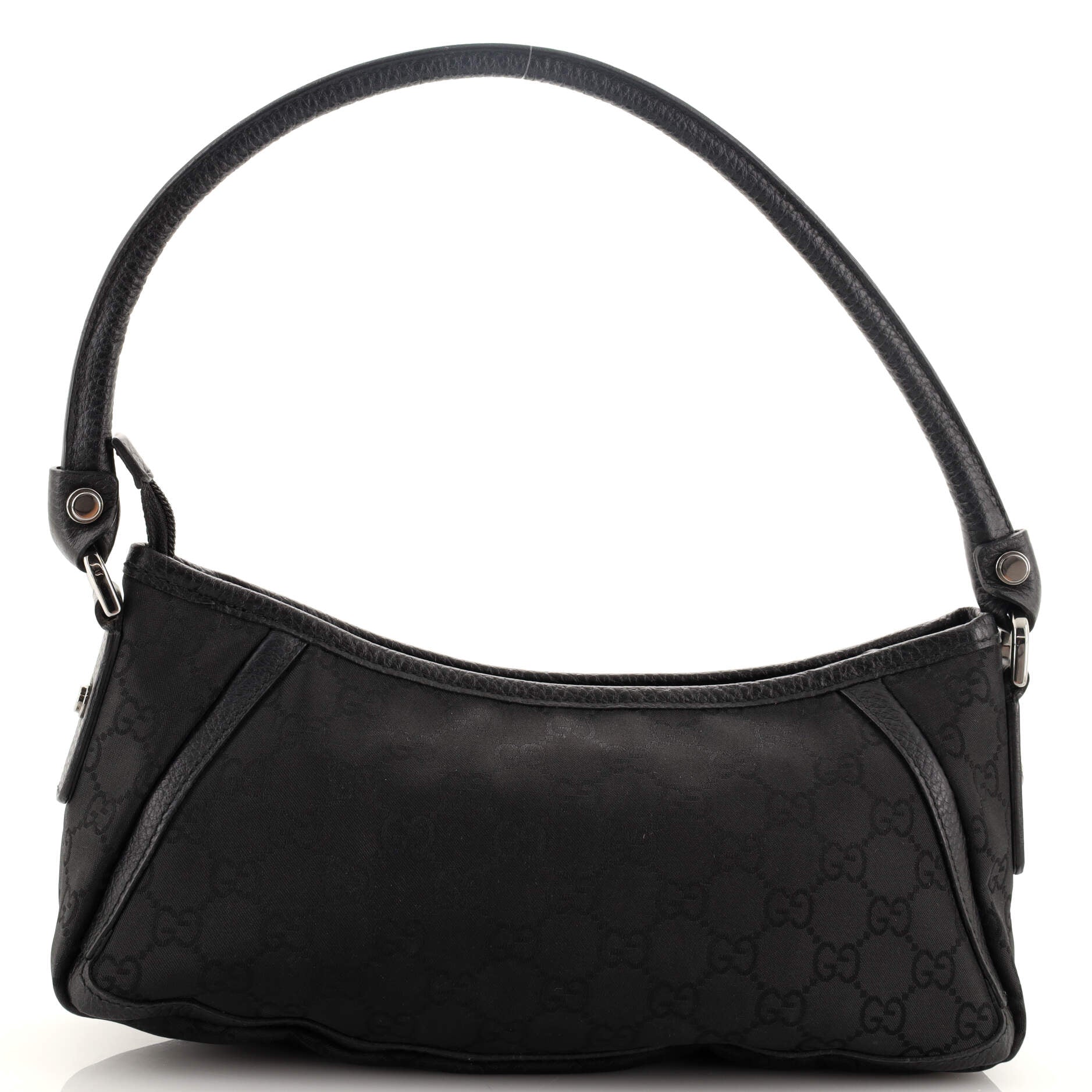 Gucci Black GG Canvas and Leather D Ring Abbey Pochette