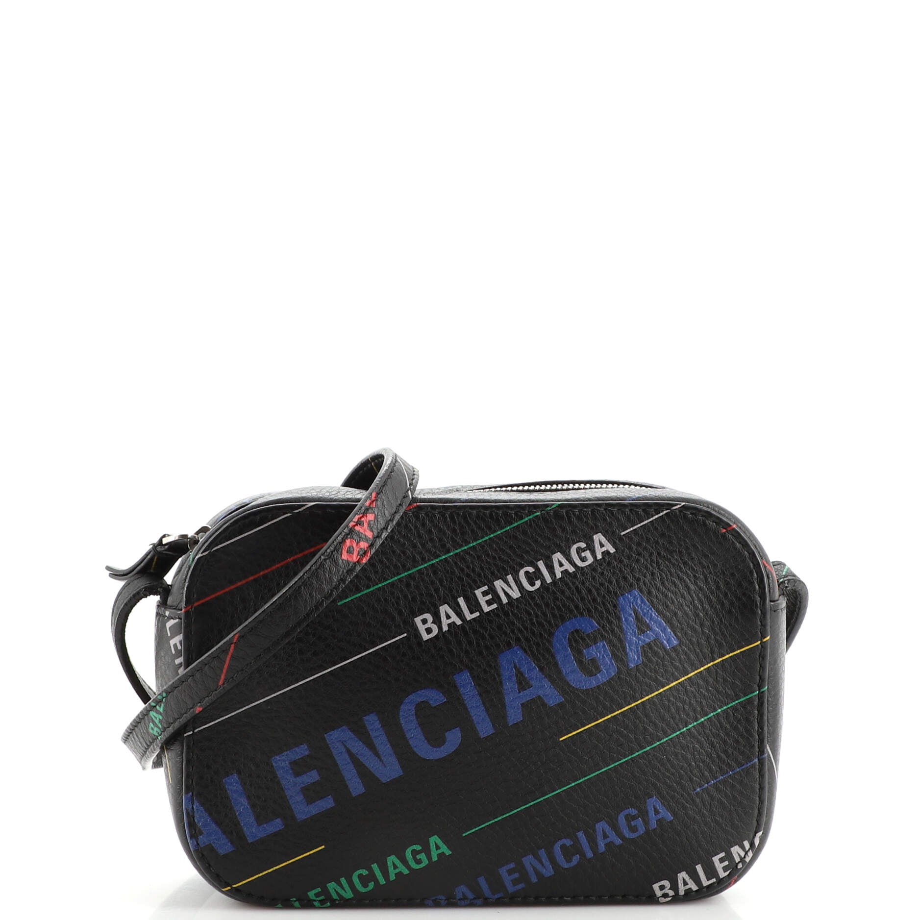 Balenciaga Xs Everyday Logo Print Camera Bag In Acid Pink Black  ModeSens