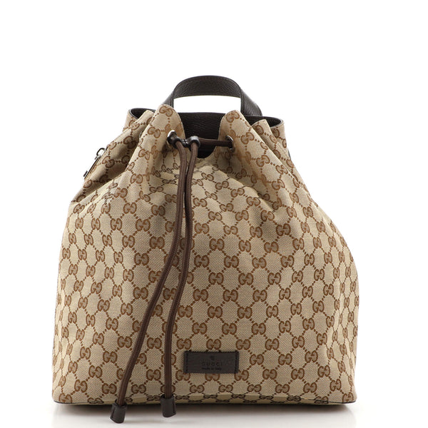 Gucci Drawstring Backpack (Outlet) GG Canvas Medium Brown 2036651