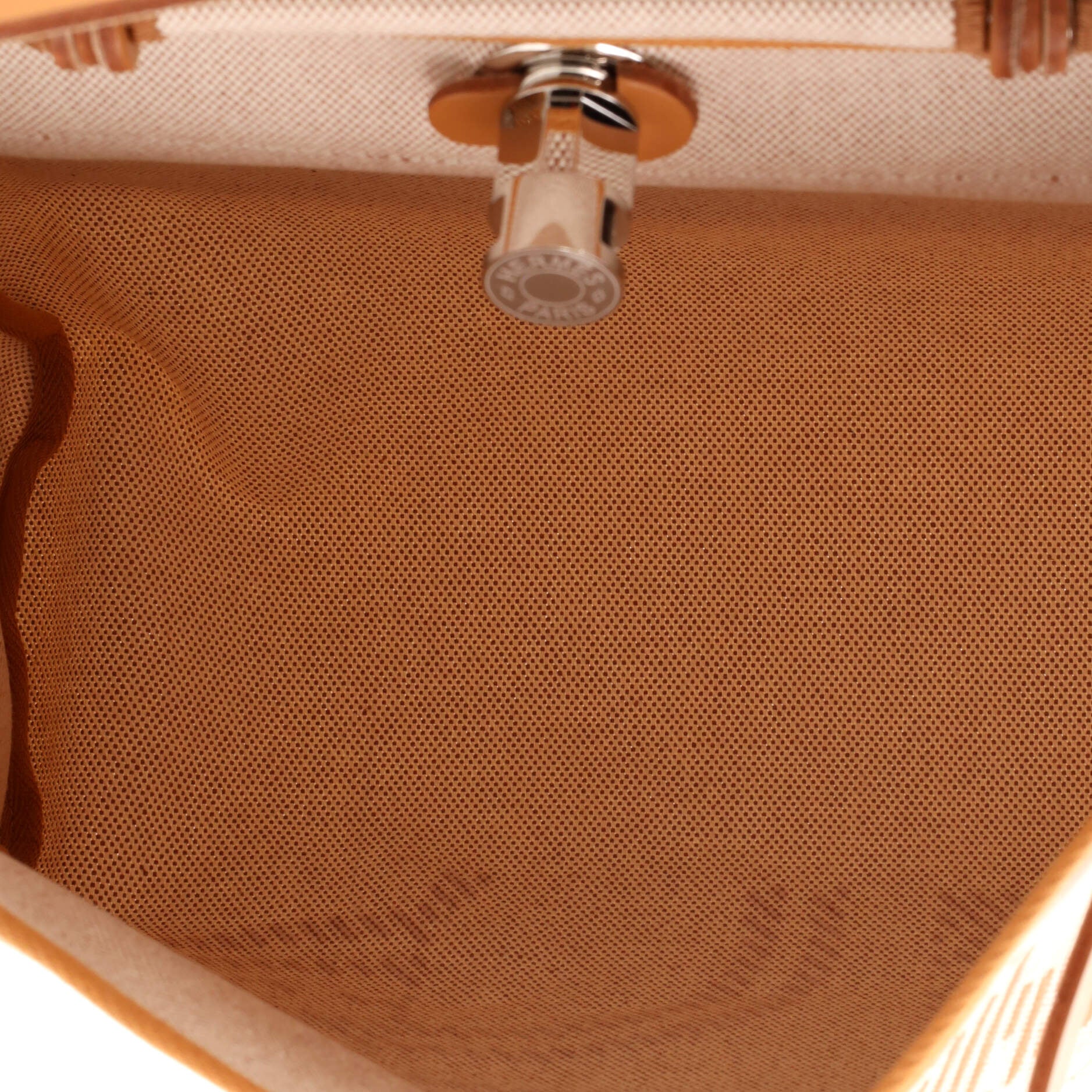 Hermes Herbag Bag Bride De Gala Canvas Palladium Hardware In Brown