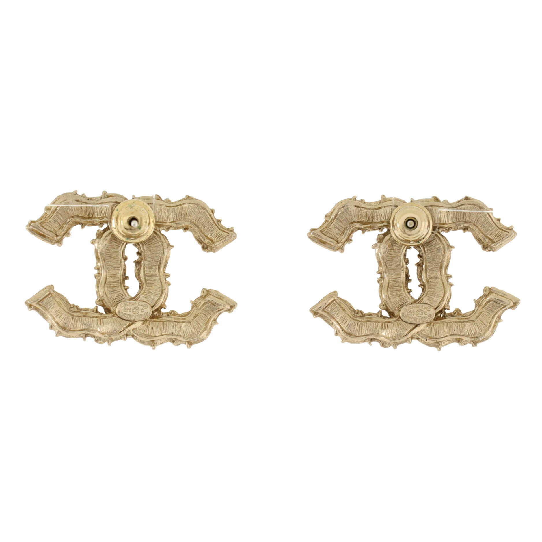Chanel Gold CC Crystal Chain Star 5 Cuff Piercing Earrings For