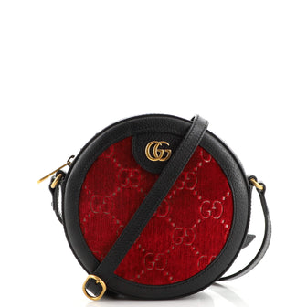 Gucci Ophidia Round Shoulder Bag GG Velvet Mini Red 204415112