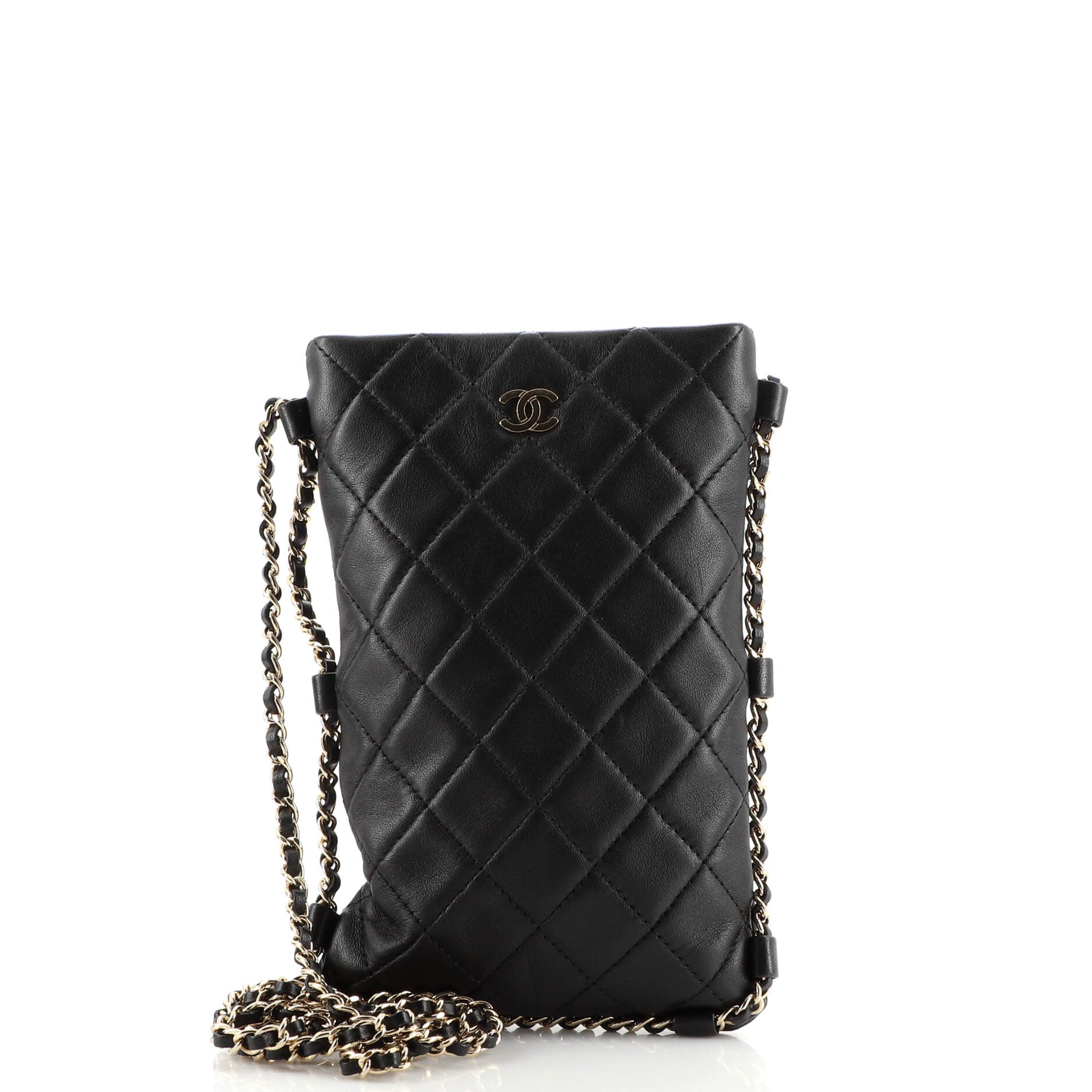 Chanel Phone Holder Crossbody Bag Quilted Lambskin