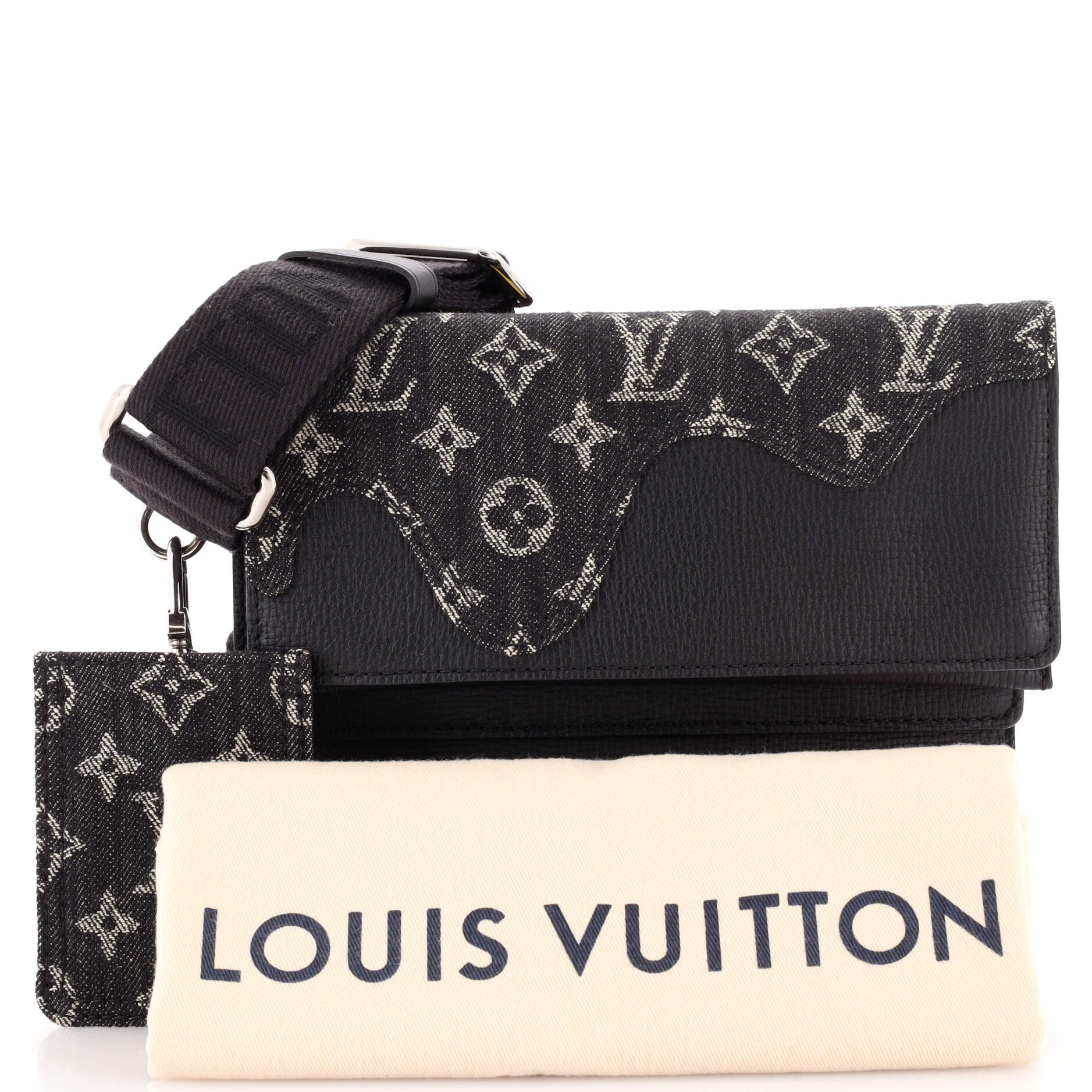 Louis Vuitton Slender Wallet Monogram Denim and Taurillon Leather Black