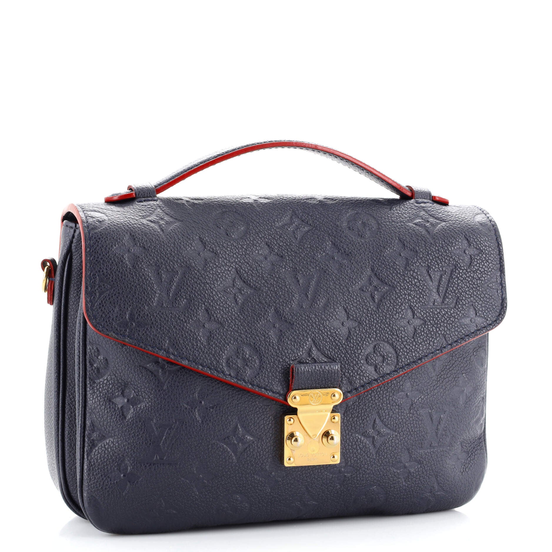 LOUIS VUITTON Metis Pochette Empreinte Leather Crossbody Bag Navy Blue