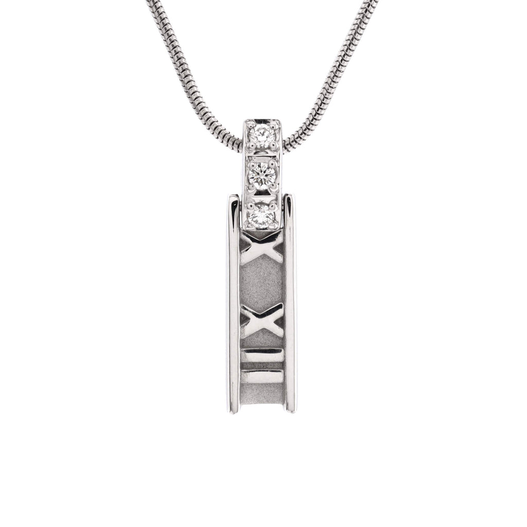 Tiffany & Co. Atlas Bar Pendant Necklace 18K White Gold with