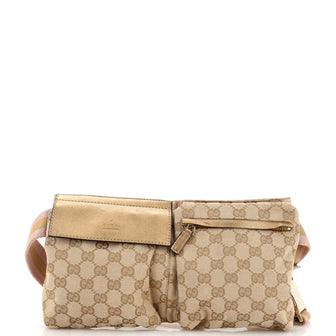 Gucci Vintage Double Belt Bag GG Canvas Brown 20505918