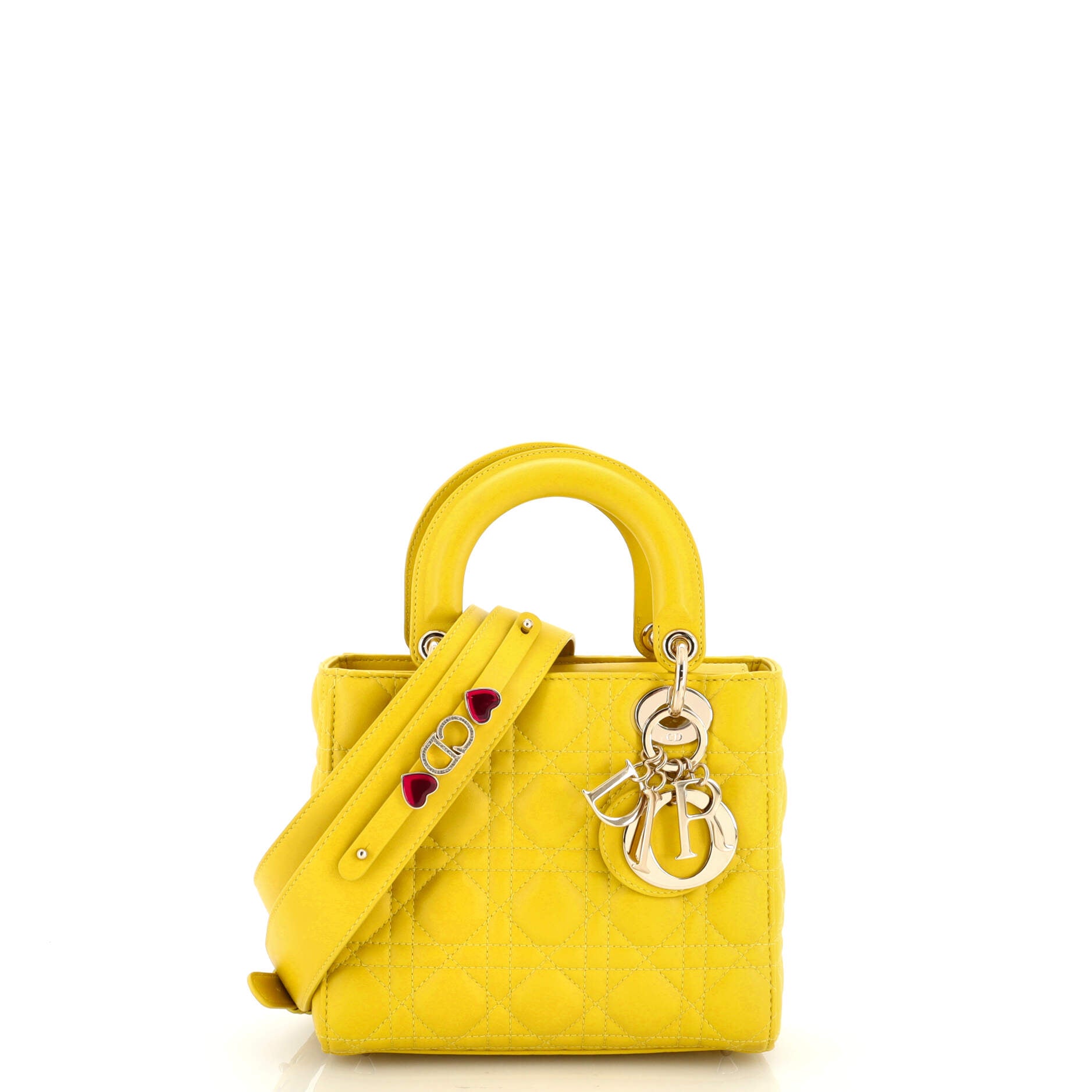 Small Lady Dior My ABCDior Bag Pastel Yellow Cannage Lambskin