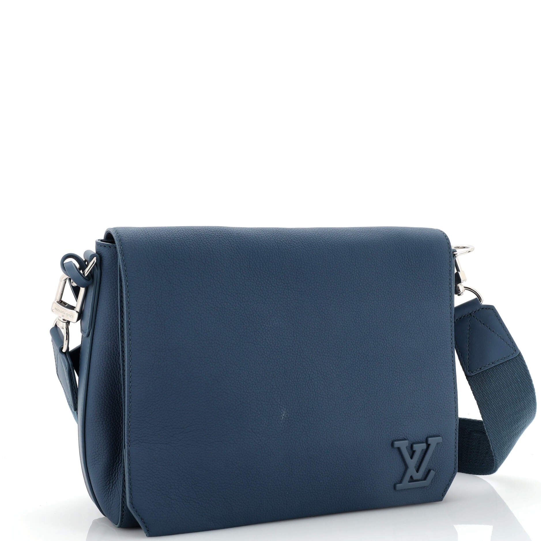 Pre-owned Louis Vuitton Blue Leather Aerogram Takeoff Messenger Bag