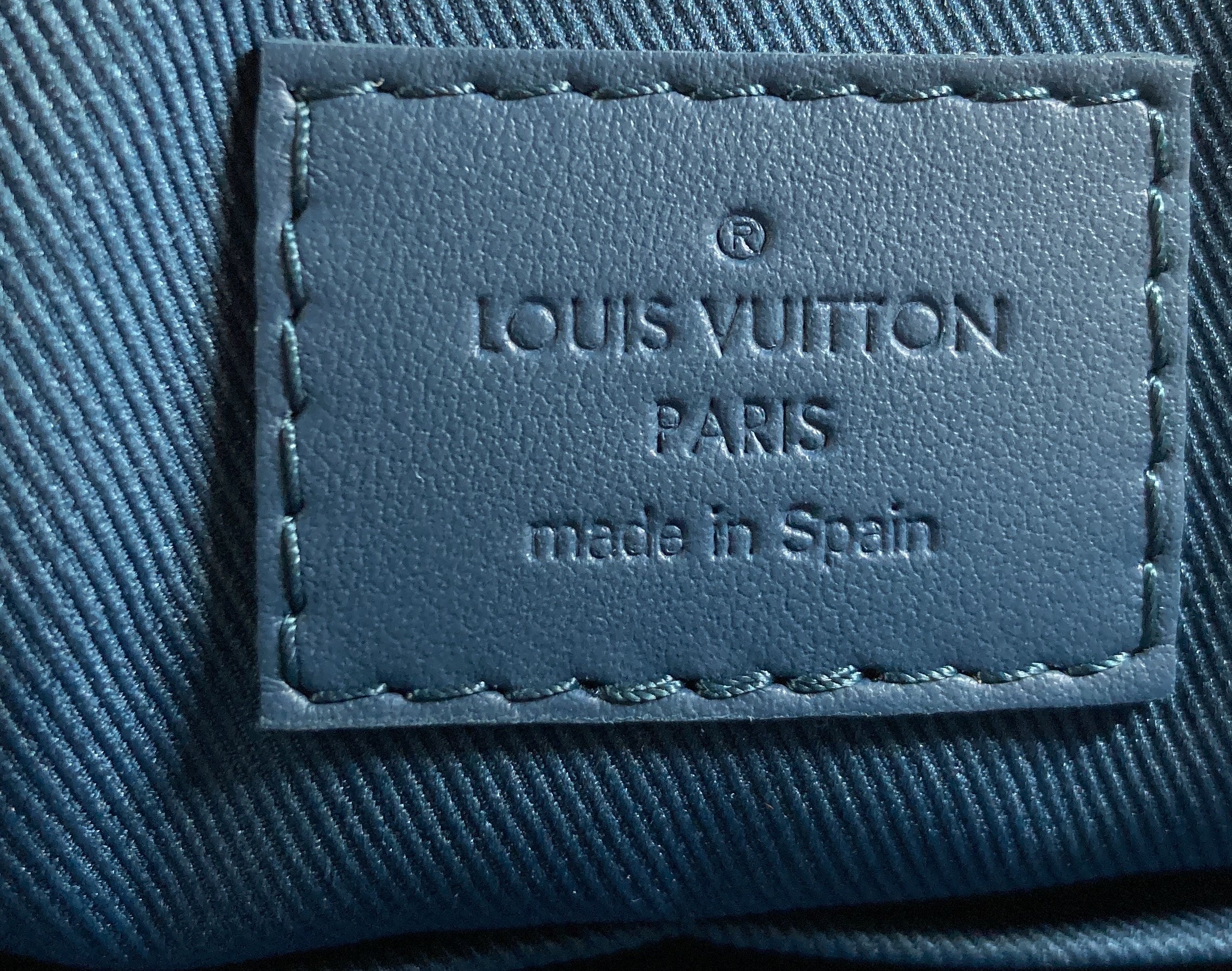 Louis Vuitton City Keepall Bag Faded Monogram Debossed Leather Blue