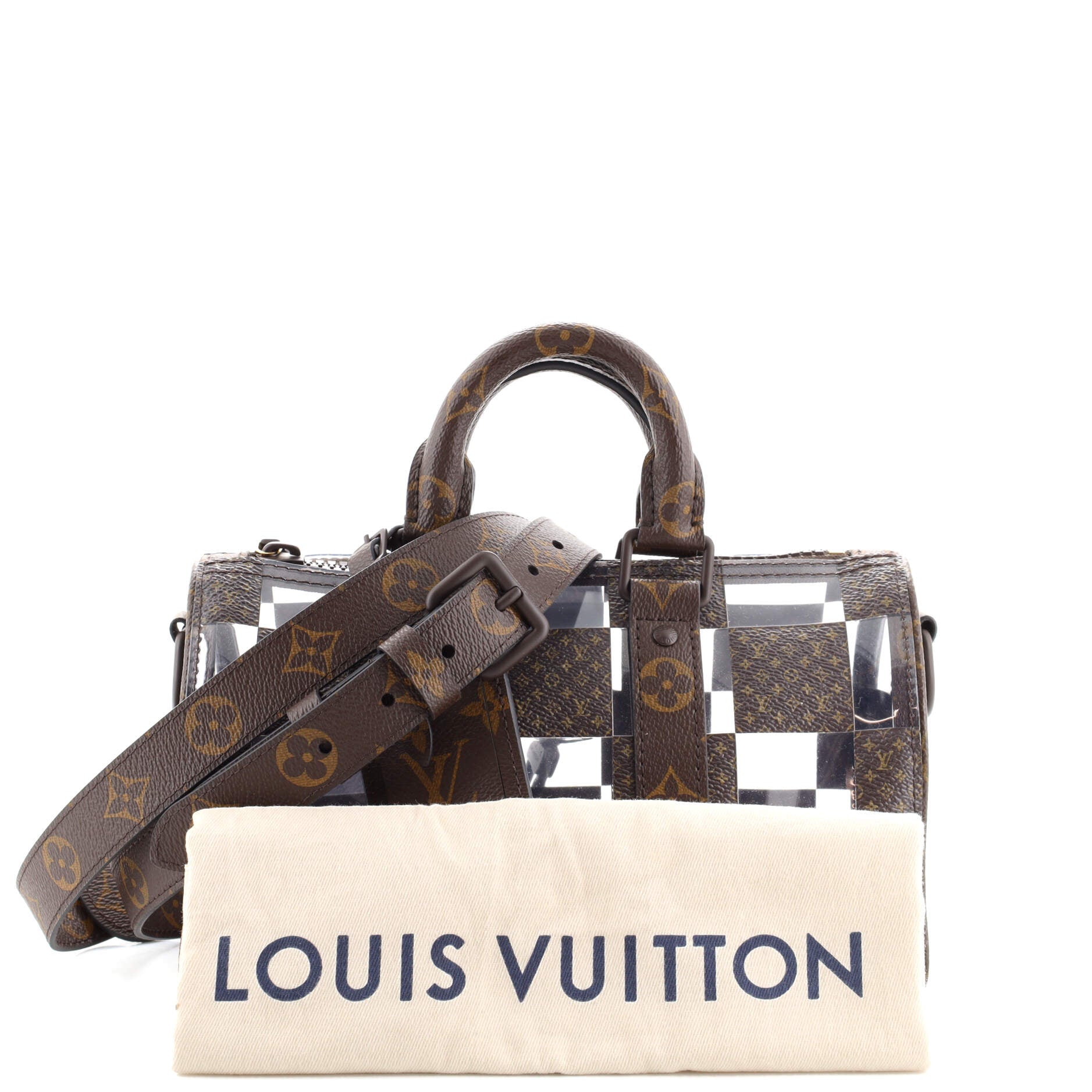 Louis Vuitton Chess Keepall 25 Monogram Canvas Satchel Bag Brown