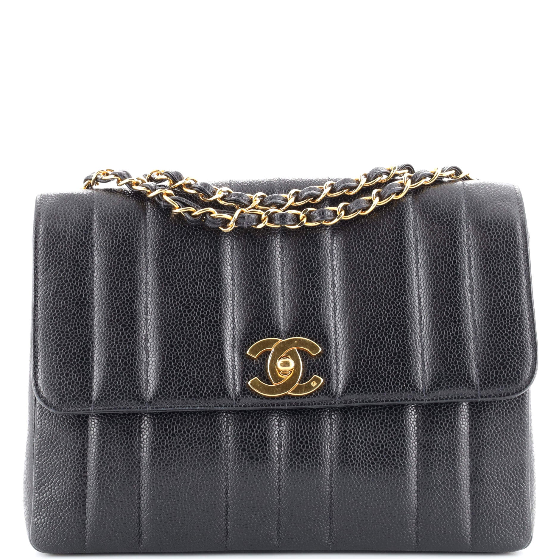 Chanel CC Quilted Denim Medium Oversized Chain Flap Bag