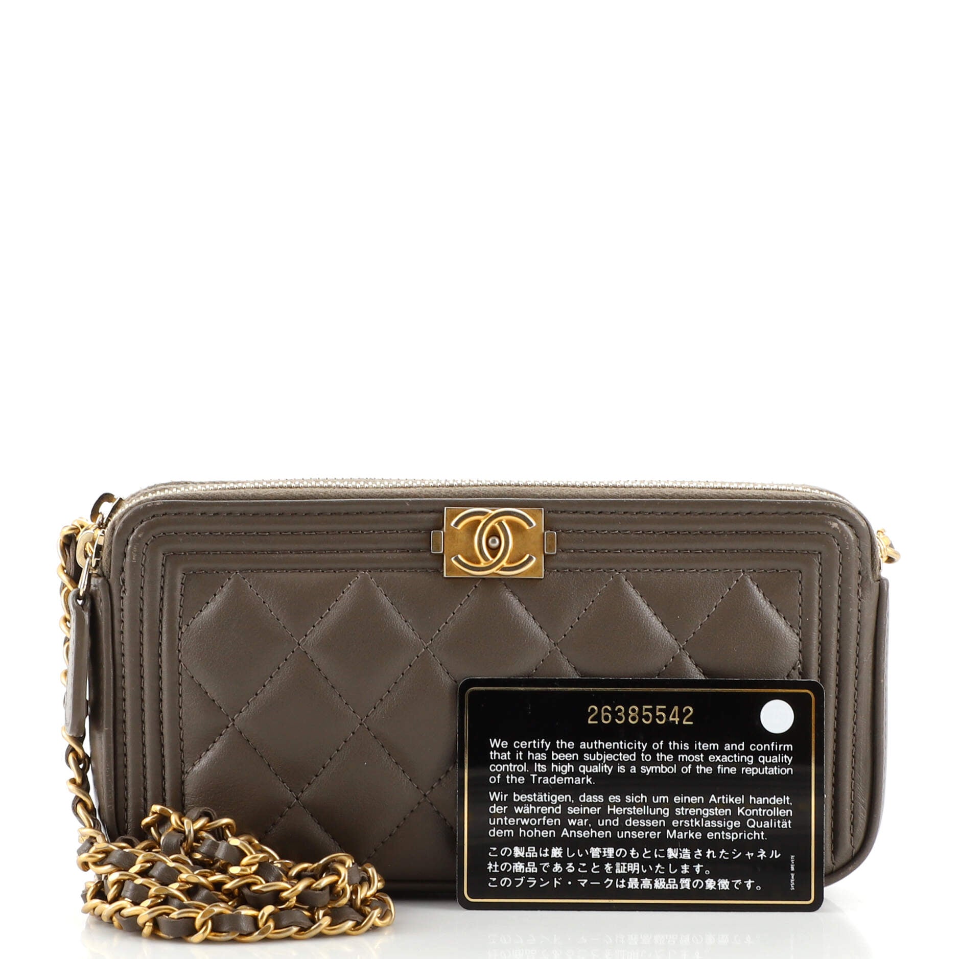 CHANEL Boy Double Zip Clutch with Chain Quilted Lambskin