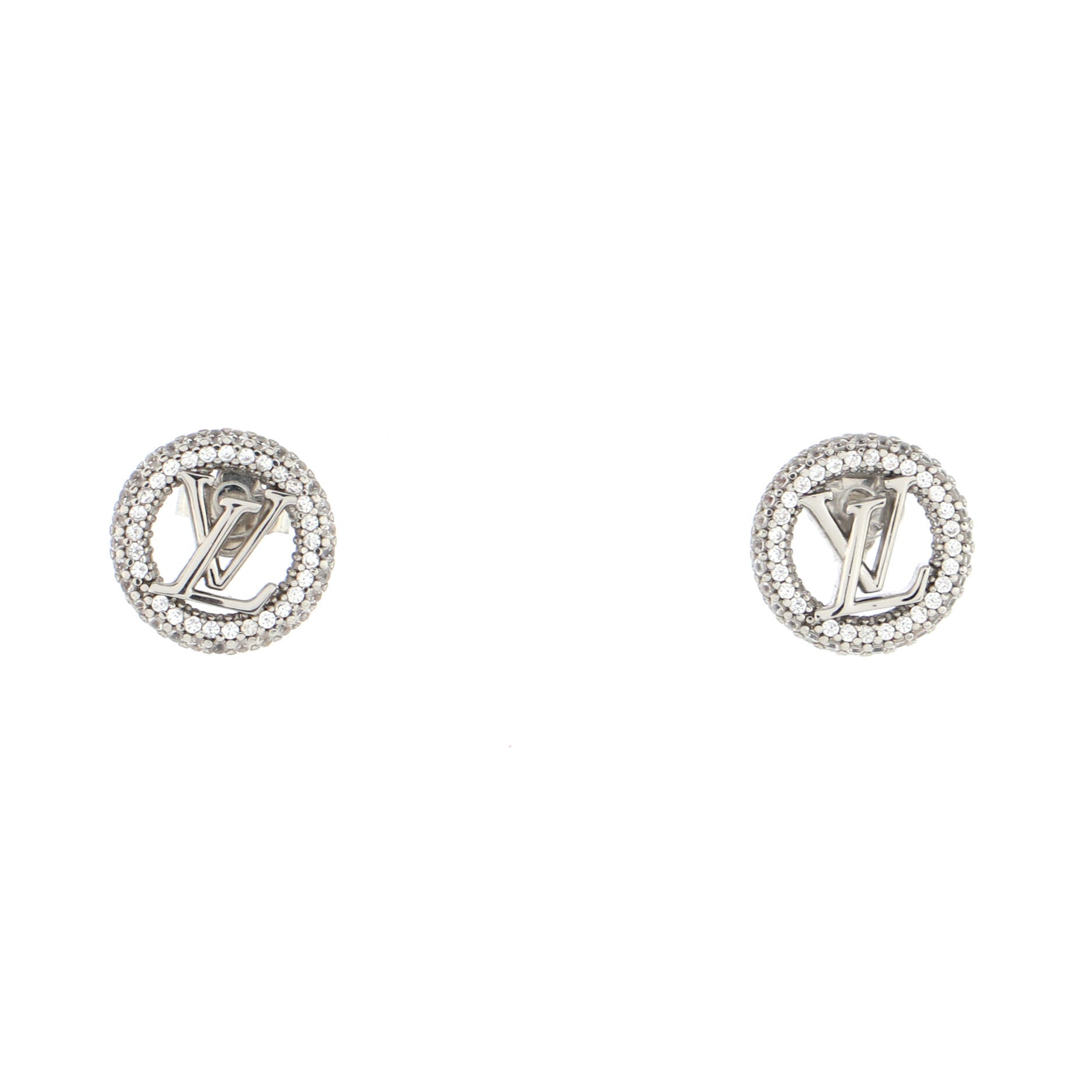 Pre-owned Louis Vuitton Louise Hoop Earrings Silver