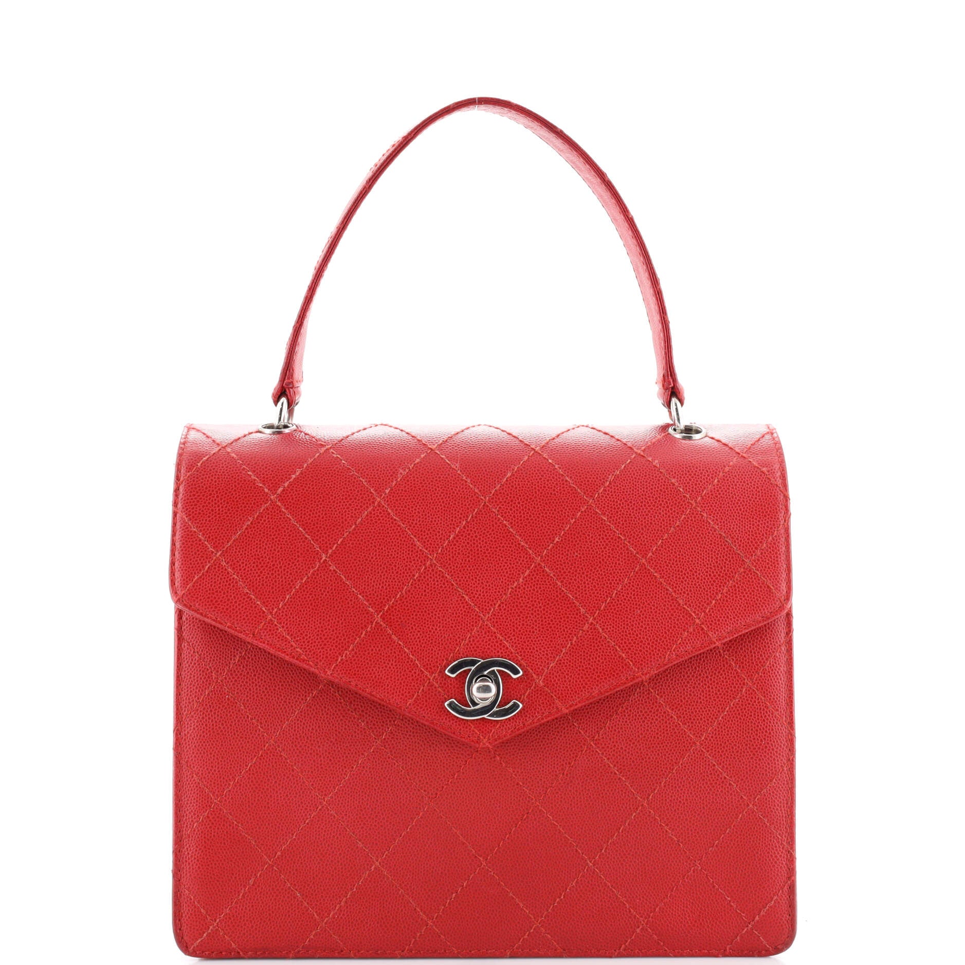 CHANEL Shiny Crumpled Calfskin Quilted Wavy CC Hobo Red 1232228
