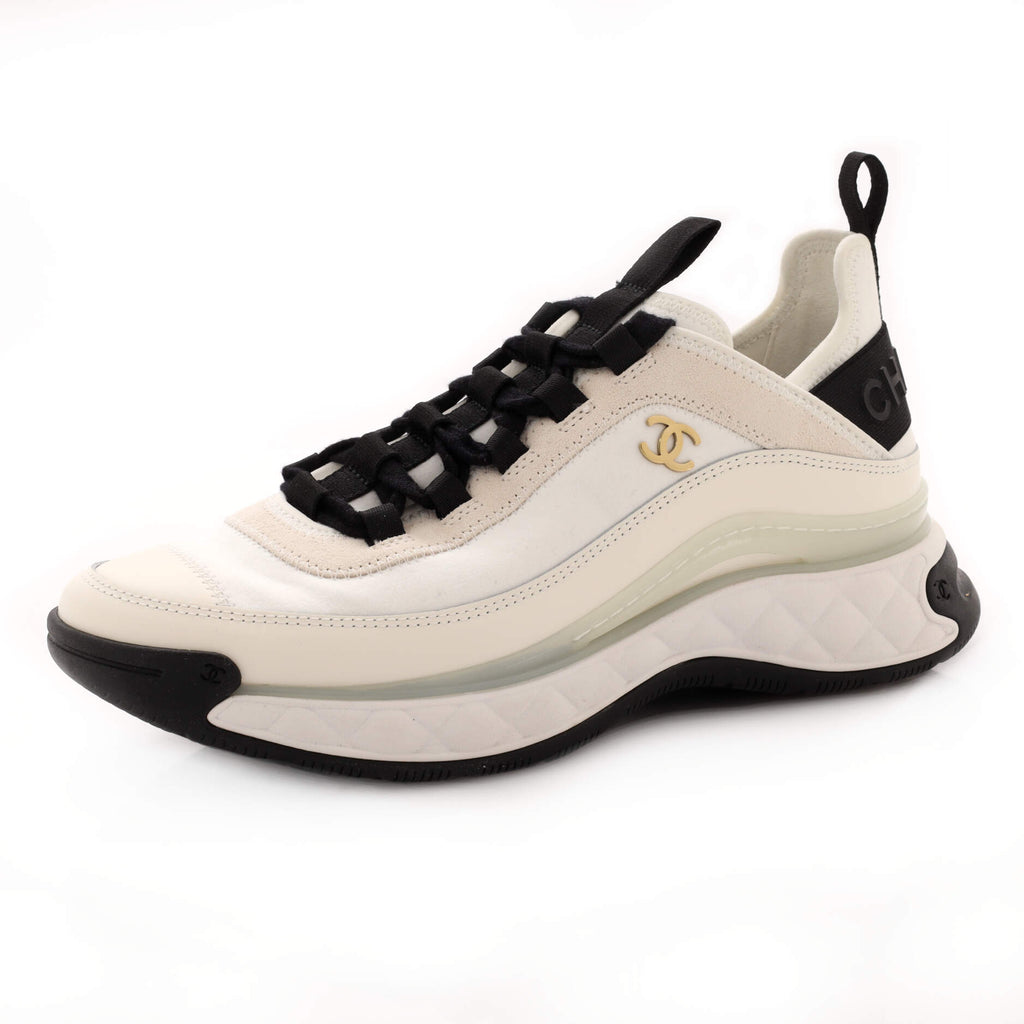 Chanel Women's CC Cap Logo Sneakers and Mixed Fibers Neutral 2070341