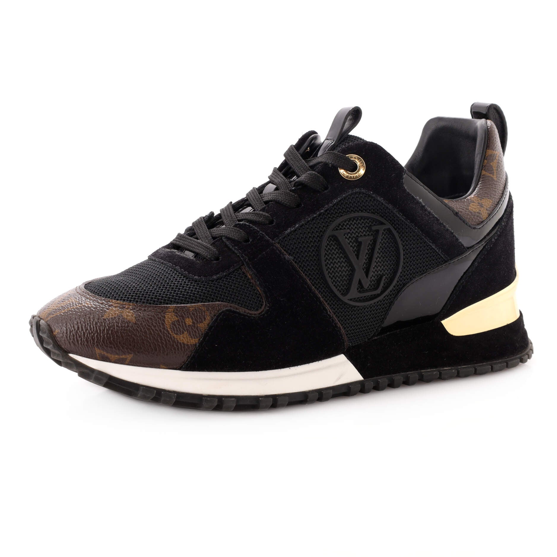 Louis Vuitton Black/Brown Monogram Canvas And Suede Run Away Low