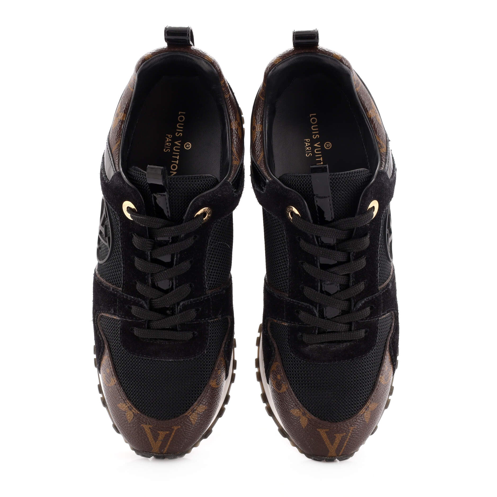 Louis Vuitton Black Mesh and Monogram Canvas Run Away Low Top