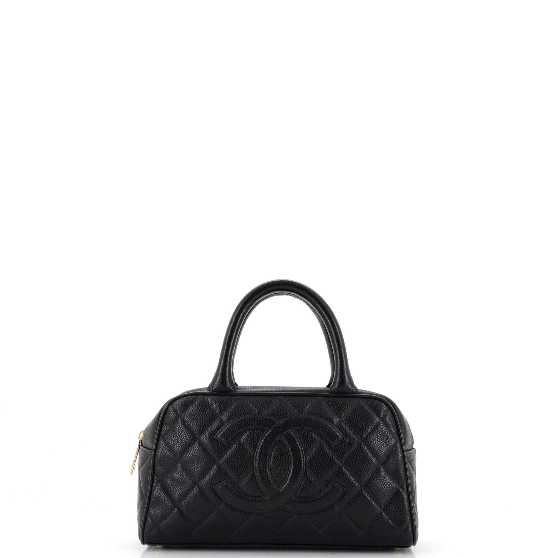 Chanel Black Quilted Lambskin Leather CC Bowler Bag