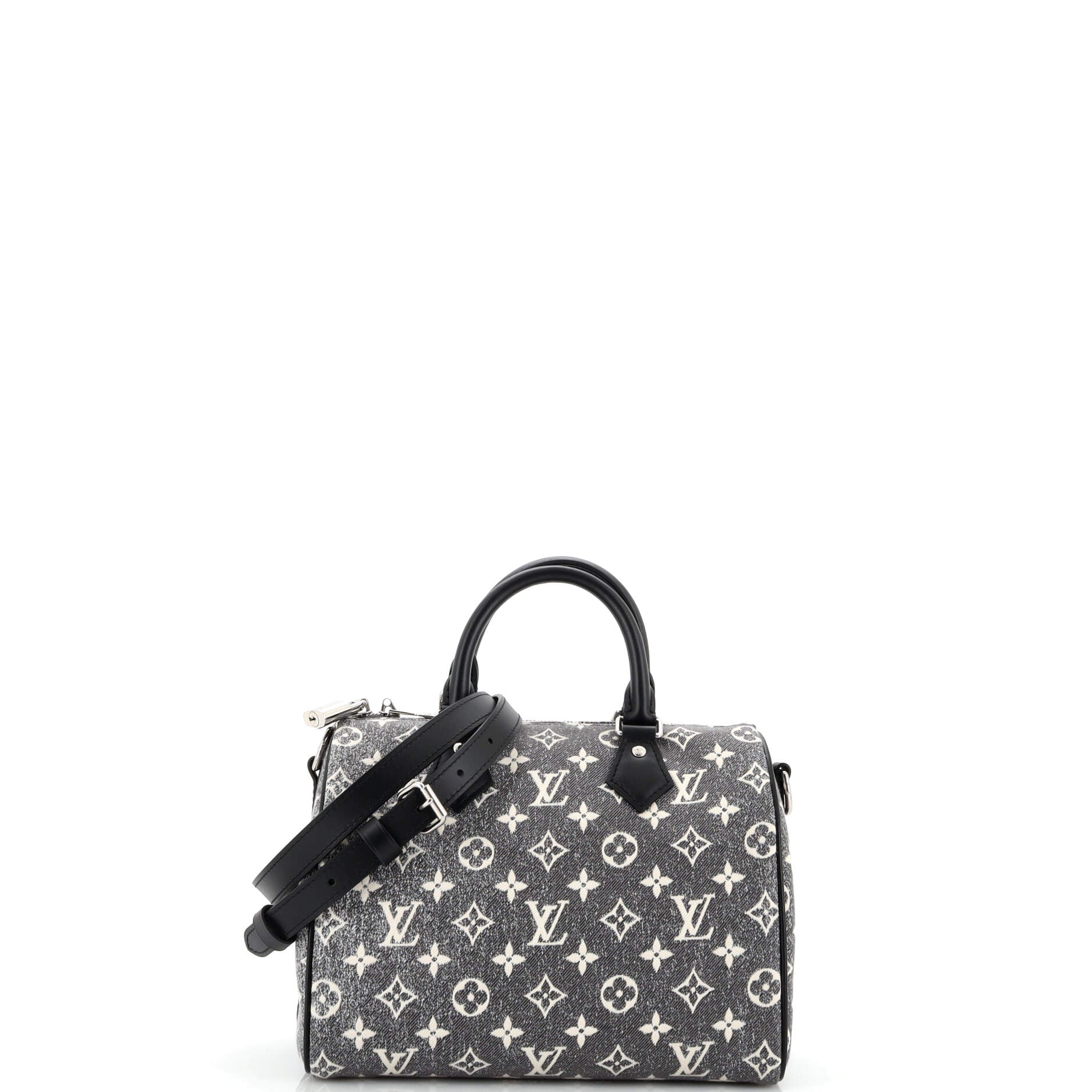 Louis Vuitton Speedy Bandouliere Bag Monogram Jacquard Denim 25 Gray