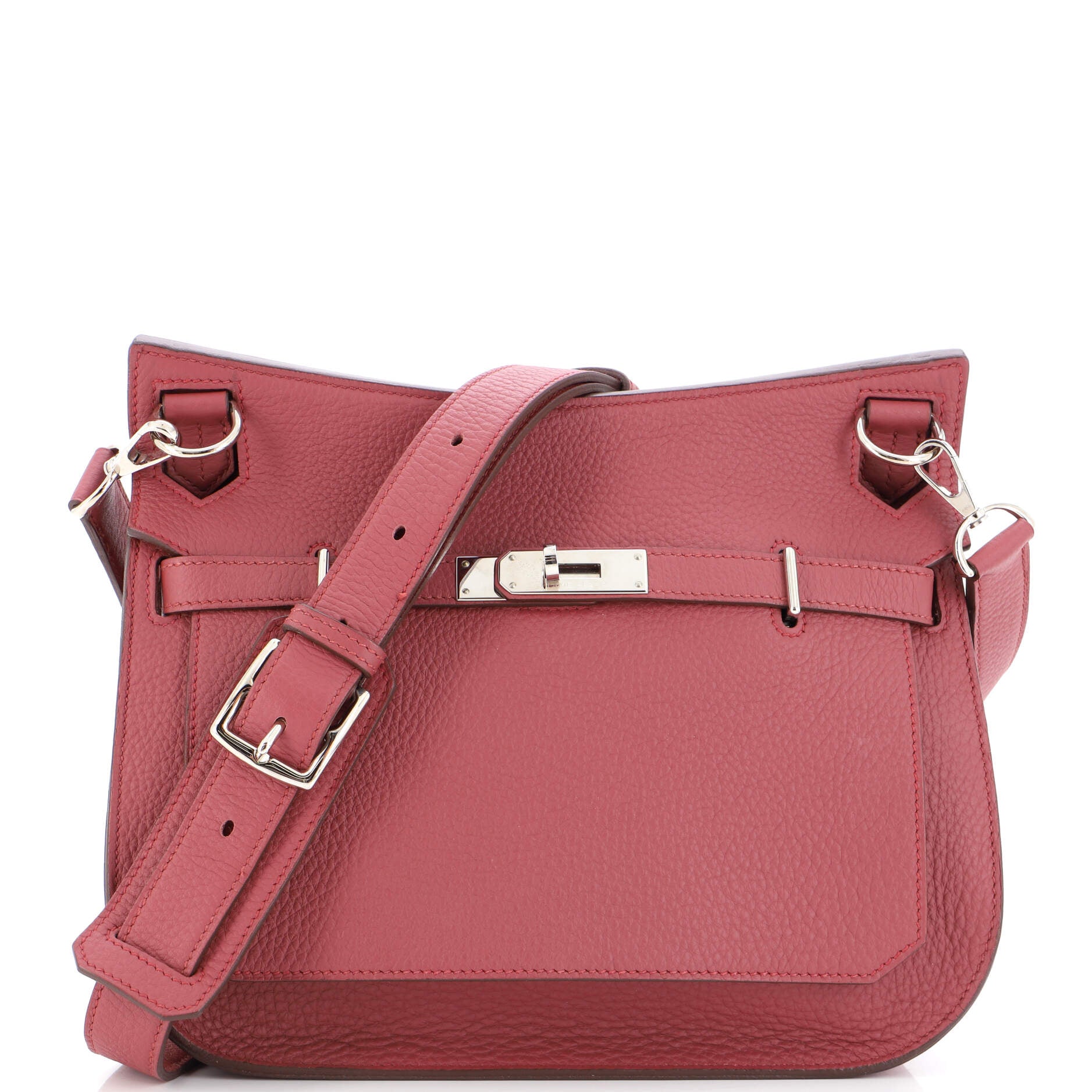 Hermes PHW Kelly 28 Satchel Shoulder Hand Bag Clemence Leather Rose Jaipur  Pink